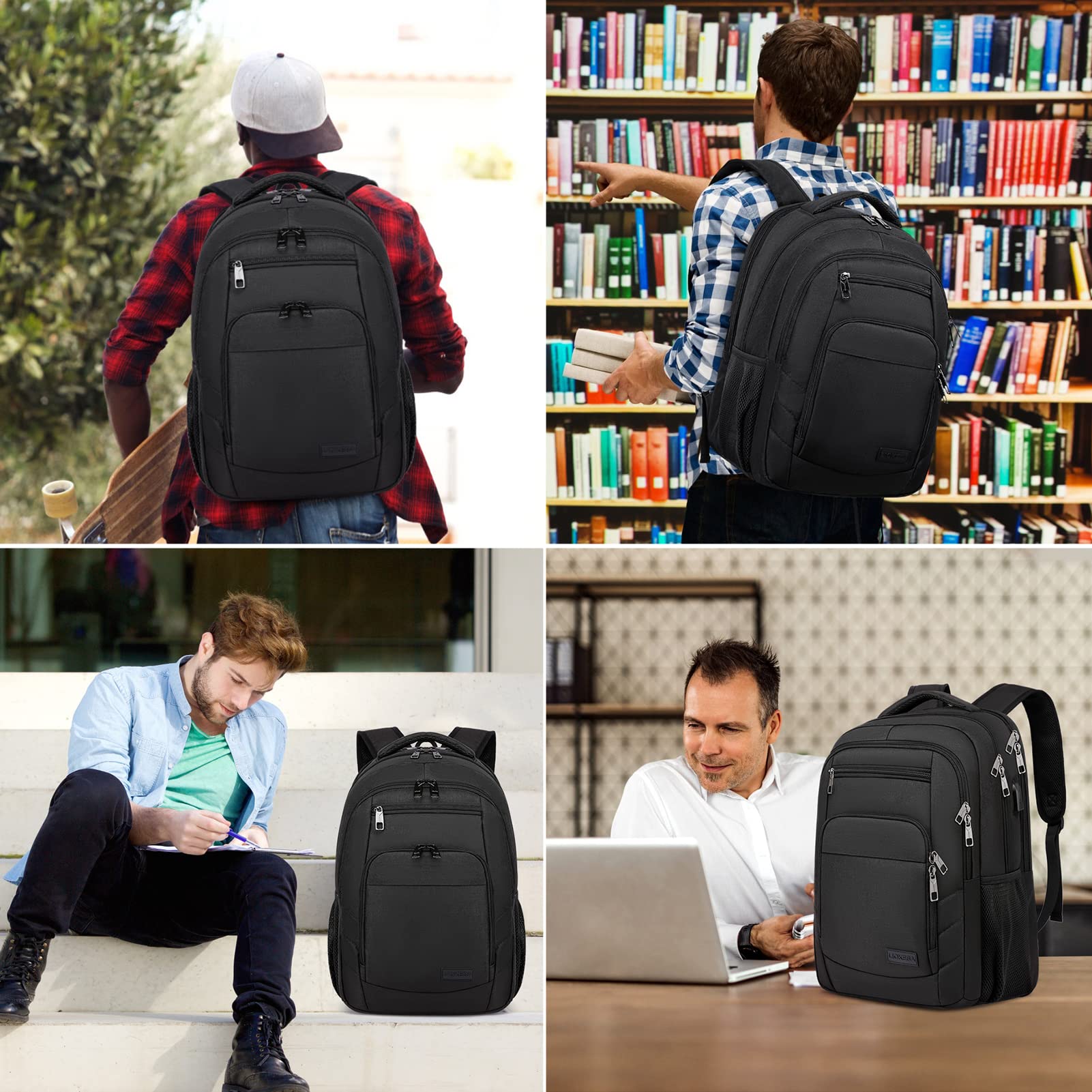 Water Resistant 15.6 Inch Laptop Backpack with USB Charging Port - Durable School & College Bookbag for Men, Women, Boys & Girls - Perfect for Work, Travel & Daily Commute