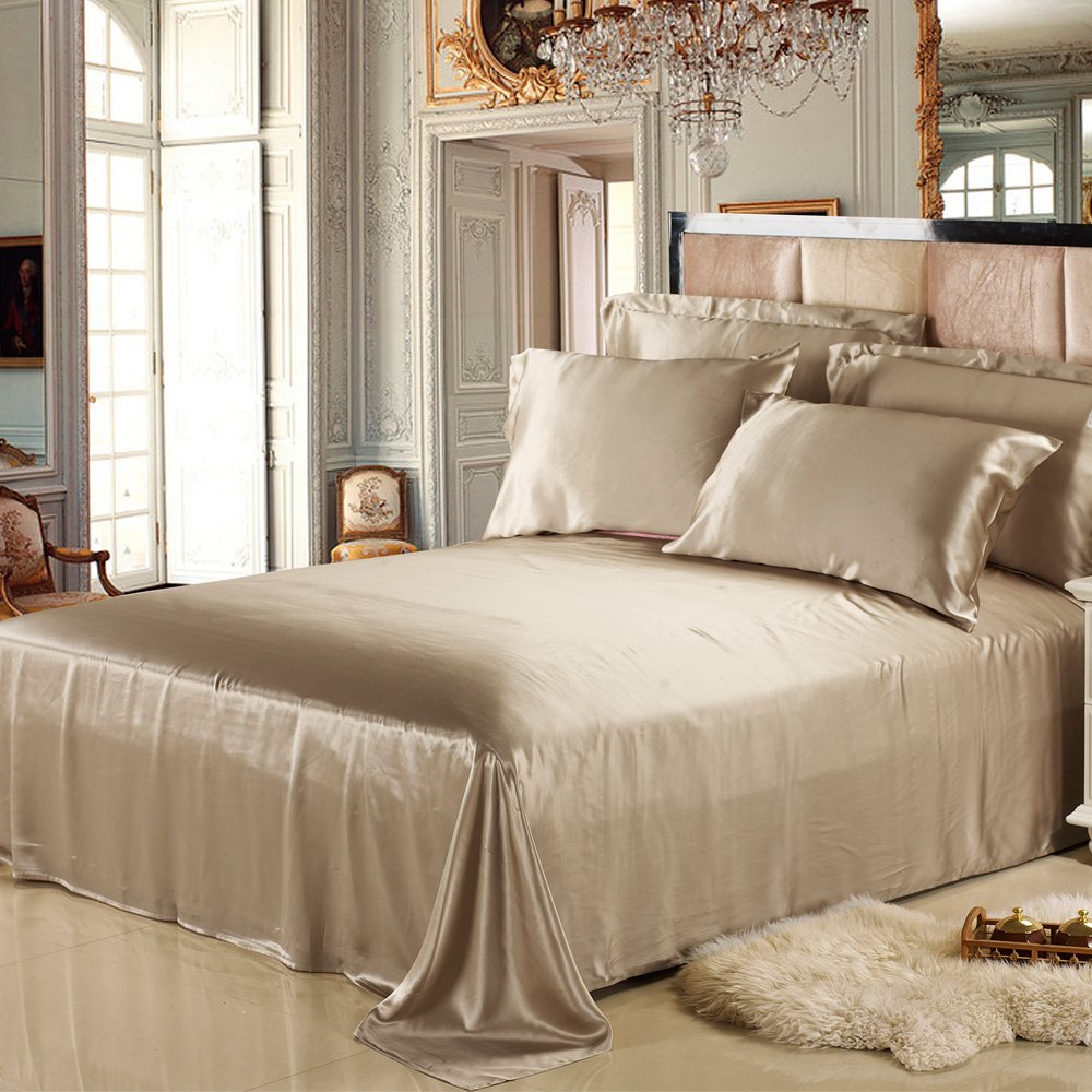 Lilysilk 100% Mulberry Silk Flat Sheet - Twin Size, Coffee Brown - Luxurious Soft Bedding for Ultimate Comfort & Elegance | Perfect for Home, Hotel, or Gift
