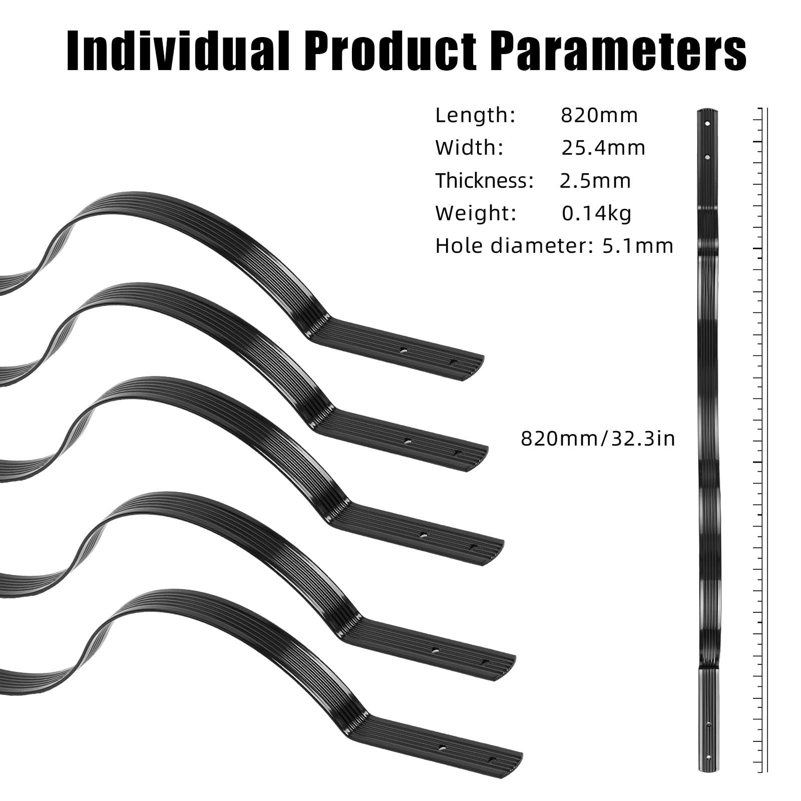 GARVEE 25 Pack Aluminum Deck Balusters - 32.25 x 1 Inch Wave Curved Shape Grooved Porch Railing - Matte Black Staircase & Deck Railing for Outdoor Stairs, Porch, and Patio Safety Railings