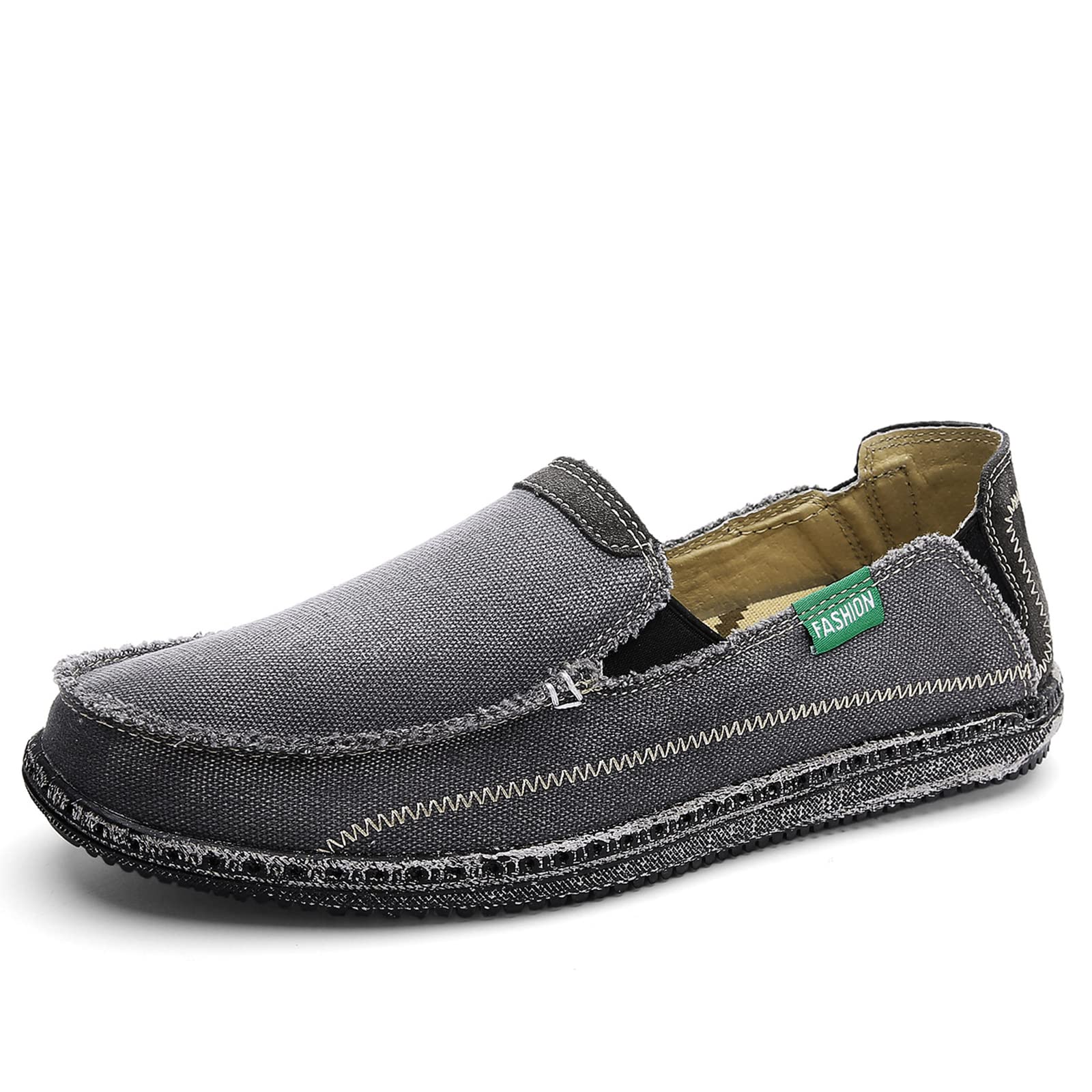 JAMONWU Men's Slip-On Canvas Loafers - Breathable Casual Boat Shoes for Men - Vintage Style Deck Shoes - Perfect for Walking, Travel & Summer Outfits