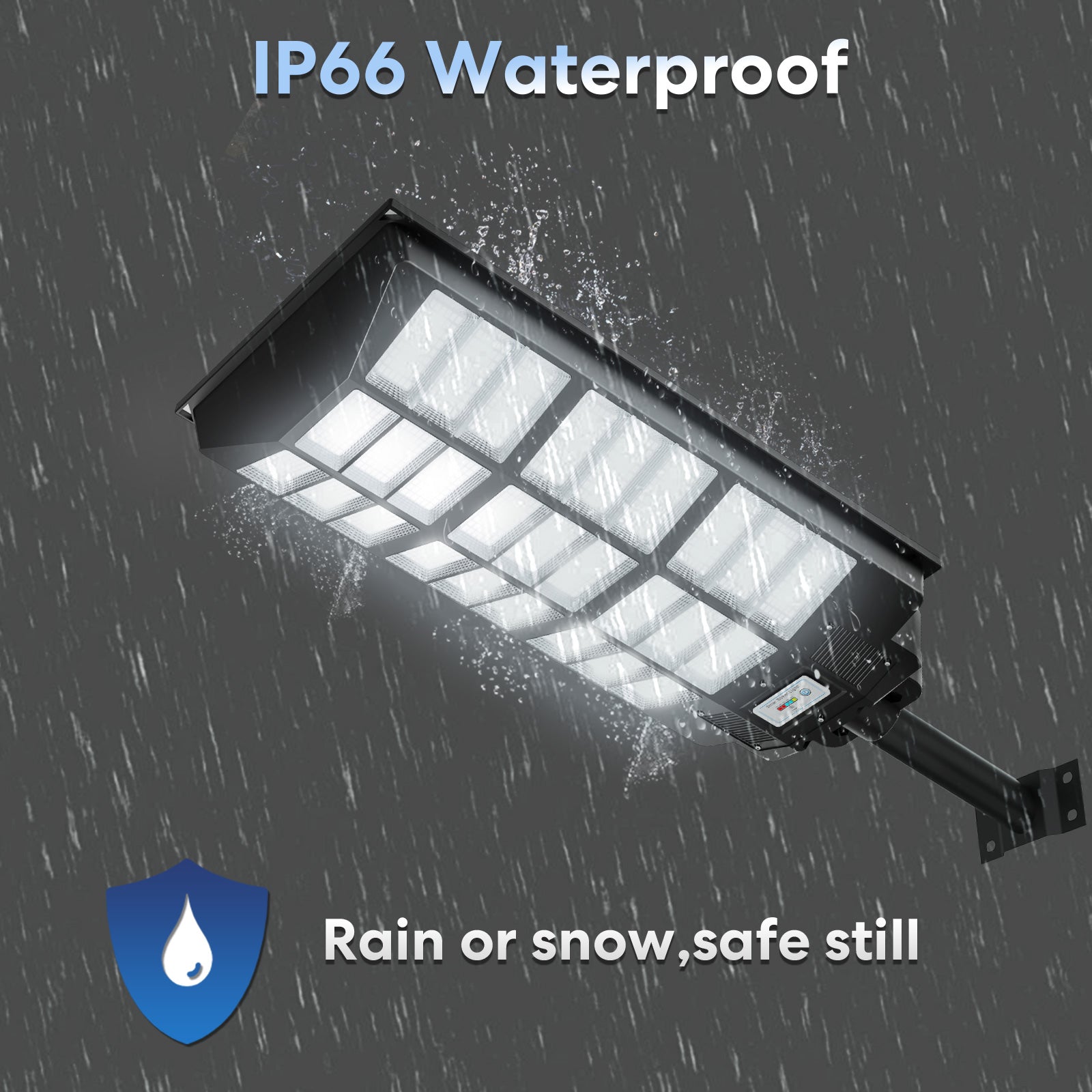Hykoont BM027 25650LM Solar Outdoor Street Lights - 6500-7000K Bright White, IP66 Waterproof for Yard, Garage, Pathway, Driveway & Garden Lighting | Energy-Efficient Solar Powered Security Light for Home Exterior, Backyard, Walkway & Landscape Illumination
