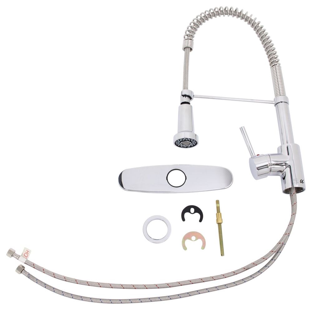 UF12300 Single Handle Chrome Kitchen Faucet with Pull Down Sprayer - Modern Water-Saving Design for Washing Dishes, Filling Pots & Cleaning Countertops