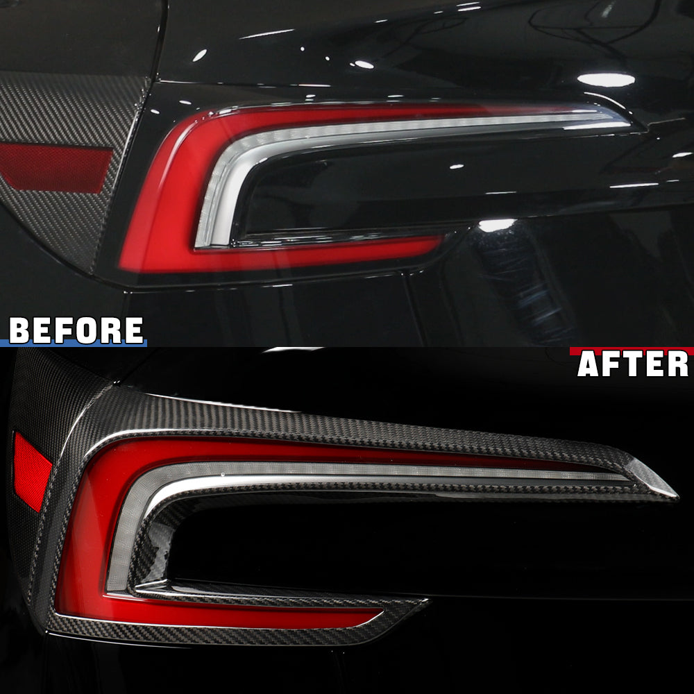 Tesla Model 3 Highland Carbon Fiber Tail Light Accents 2024+ - Sporty Rear Styling Upgrade for Enhanced Night Visibility & Premium Look (Perfect for Car Enthusiasts & Performance Modifications)