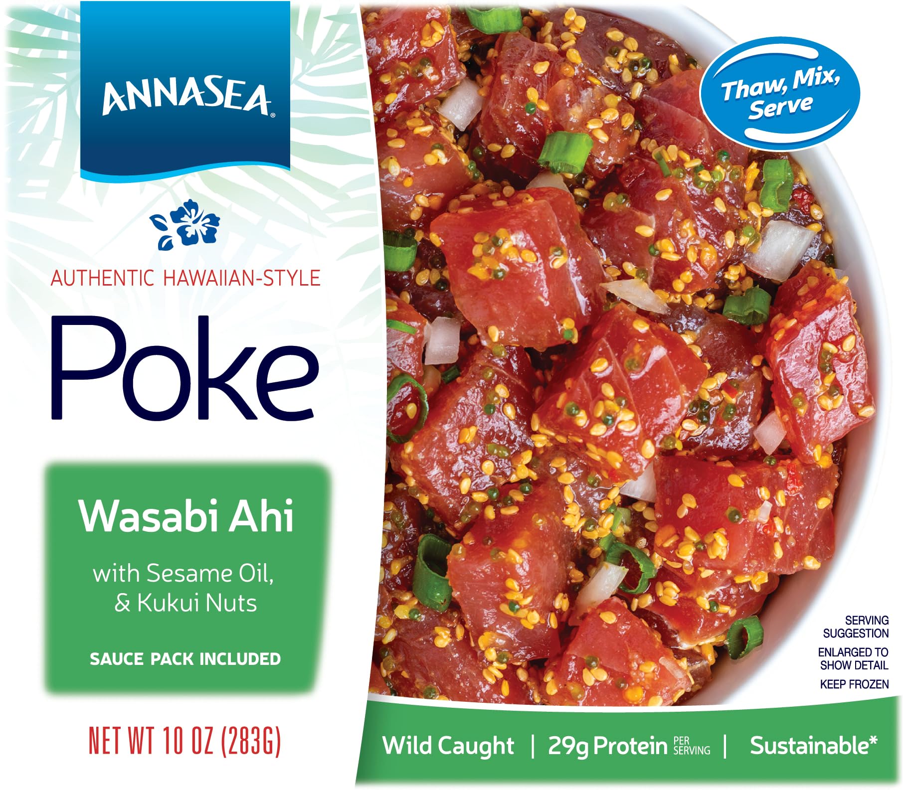 **Annasea Frozen Poke Kit (Wasabi Ahi) - 4 Pack, Sustainably Pole-Caught Tuna, Ready-to-Eat Hawaiian Poke Bowl for Quick Meals & Healthy Lunches**