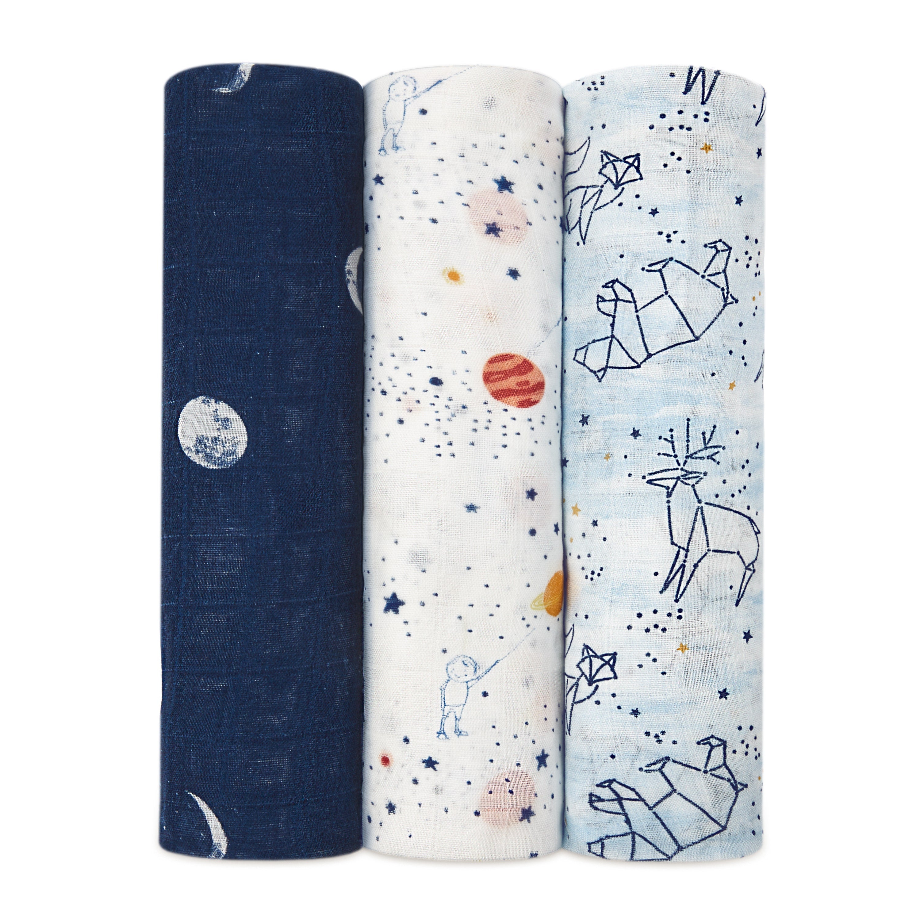 Aden + Anais Soft Bamboo Fiber Baby Swaddle Blankets 3-Pack - Ultra Gentle & Breathable for Newborns, Infants & Toddlers - Perfect for Swaddling, Nursing, Stroller & Car Seat Cover
