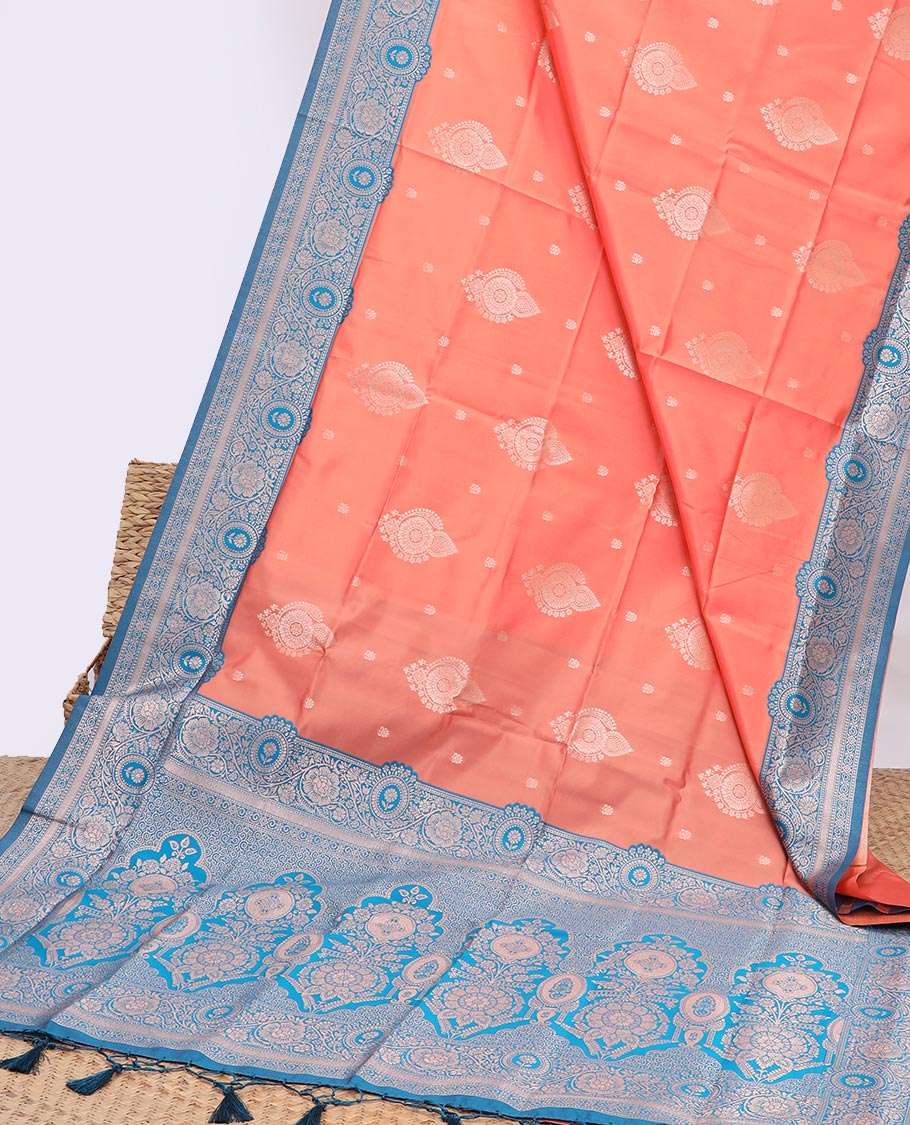 Elegant Blue Butter Silk Saree with Zari Buttas - Floral Creeper Border & Intricate Zari Pallu Designs | Perfect for Weddings, Festivals & Special Occasions