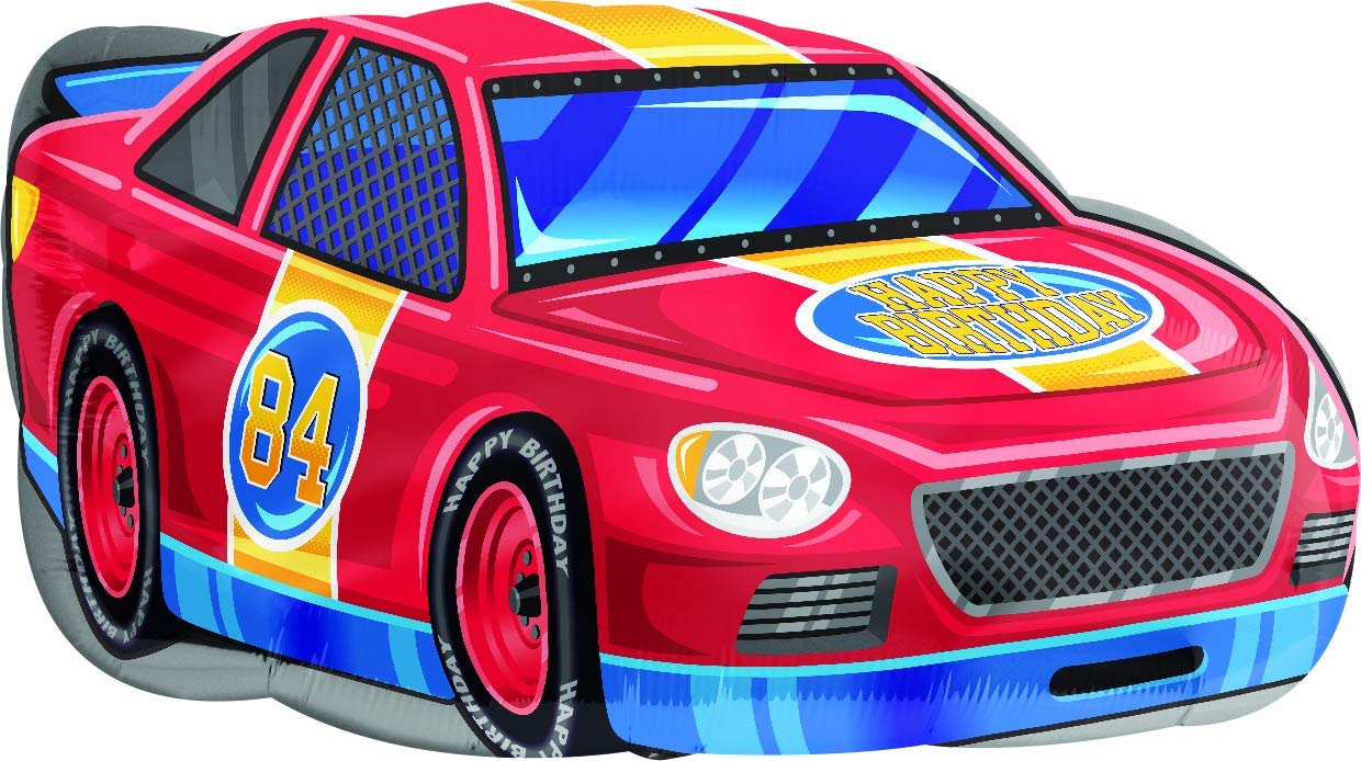 30 Inch Race Car Happy Birthday Foil Balloon - Large Decorative Party Balloon for Kids Birthday, Baby Shower, Car Themed Events & Decorations