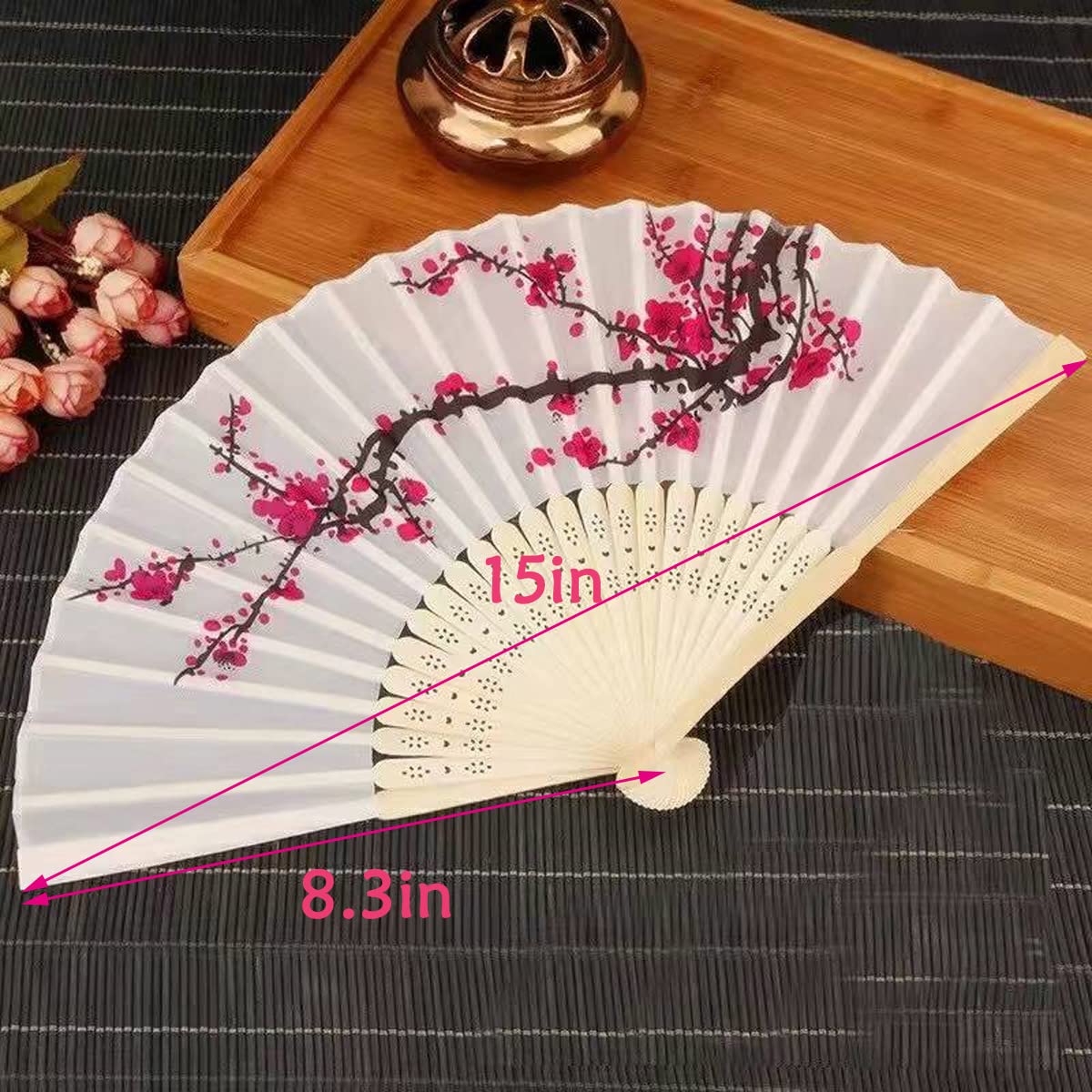 20Pcs Cherry Blossom Folding Hand Fans - Japanese Style Paper Fans for Wedding Decor, Party Favors, Dance Performances & Home Decorations | Perfect for Asian-Themed Events, Bridal Showers & Cultural Celebrations