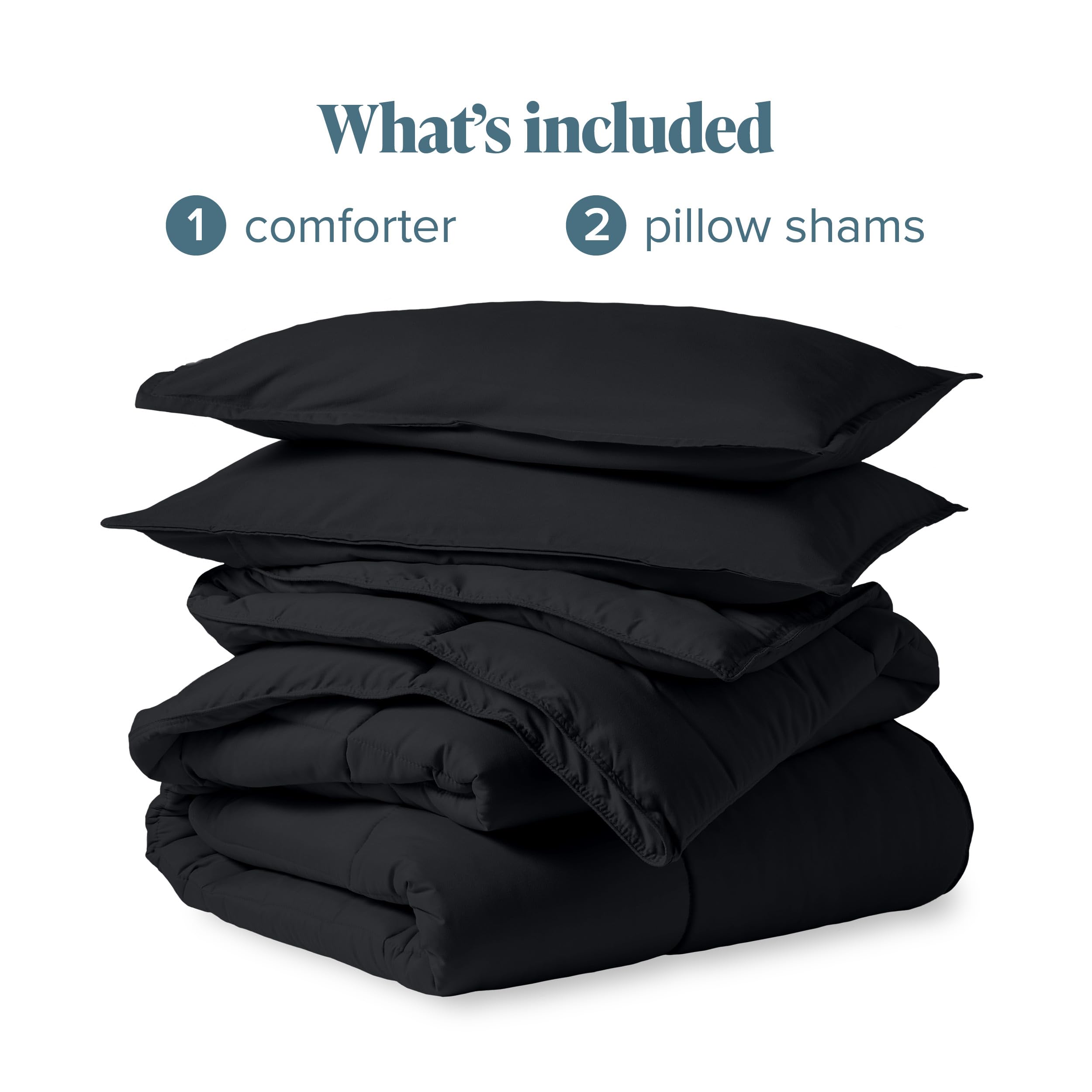 Bare Home Oversized King Comforter Set - Ultra Soft Goose Down Alternative - Premium 1800 Series All Season Warmth - Luxury Bedding for Master Bedroom (Black) | Perfect for Cold Nights & Cozy Home Decor