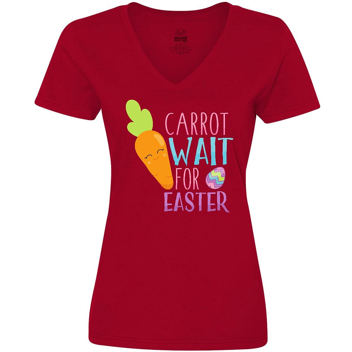 Easter Carrot Wait for Easter Women's V-Neck T-Shirt - Funny Easter Egg Design - Perfect for Easter Celebrations, Spring Parties & Gift Giving