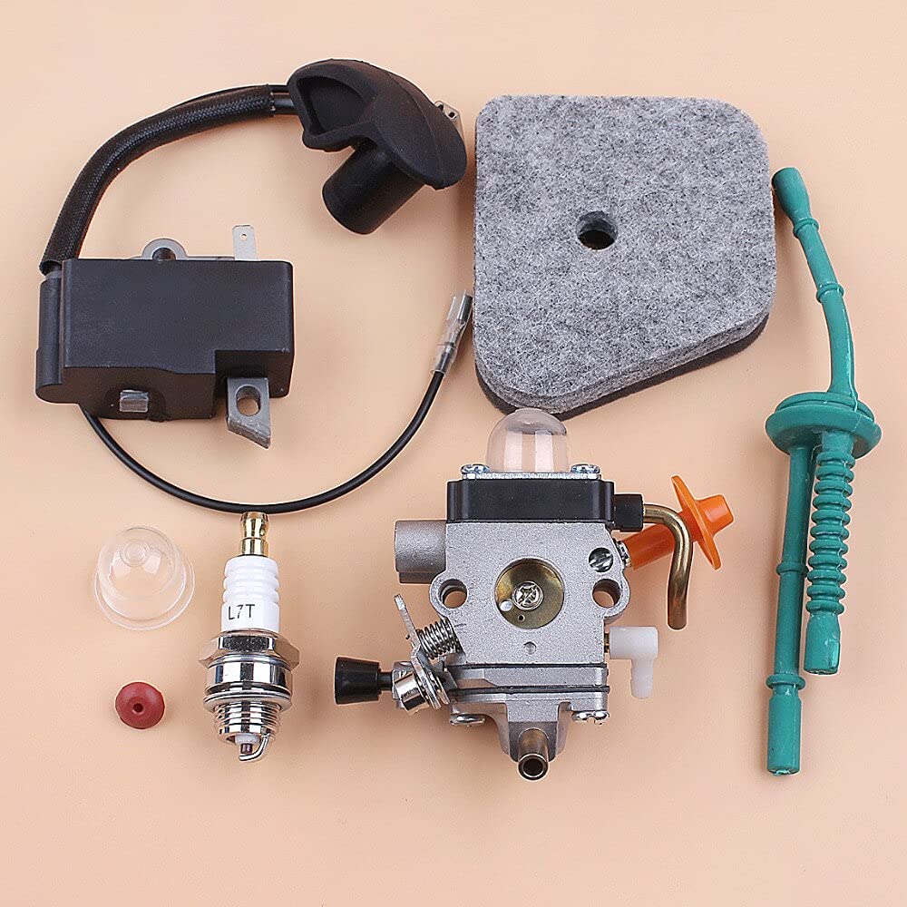 STIHL FS87 FS90 FS100 HL100 HL95 KM90 HT100 KM100 KM130 Trimmer Carburetor Ignition Coil Fuel Line Air Filter Kit - Replacement Parts for Lawn Maintenance & Landscaping Equipment