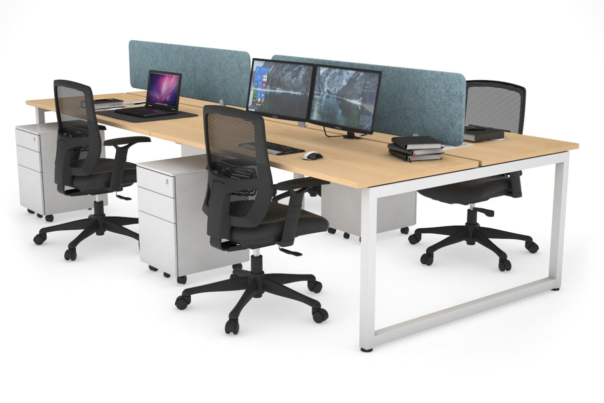 Quadro Loop Legs 4-Person Office Workstation - 1400L x 700W Modern Collaborative Desk for Team Workspaces | Perfect for Open Offices, Coworking Spaces & Conference Rooms