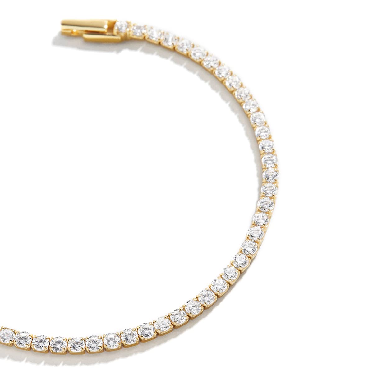 14K Gold Filled Tennis Bracelet for Women - 3mm Cubic Zirconia Classic Gold Link Bracelet - Adjustable 6.15/6.75/7.15 Inch - Elegant Jewelry Gift for Anniversary, Birthday & Special Occasions