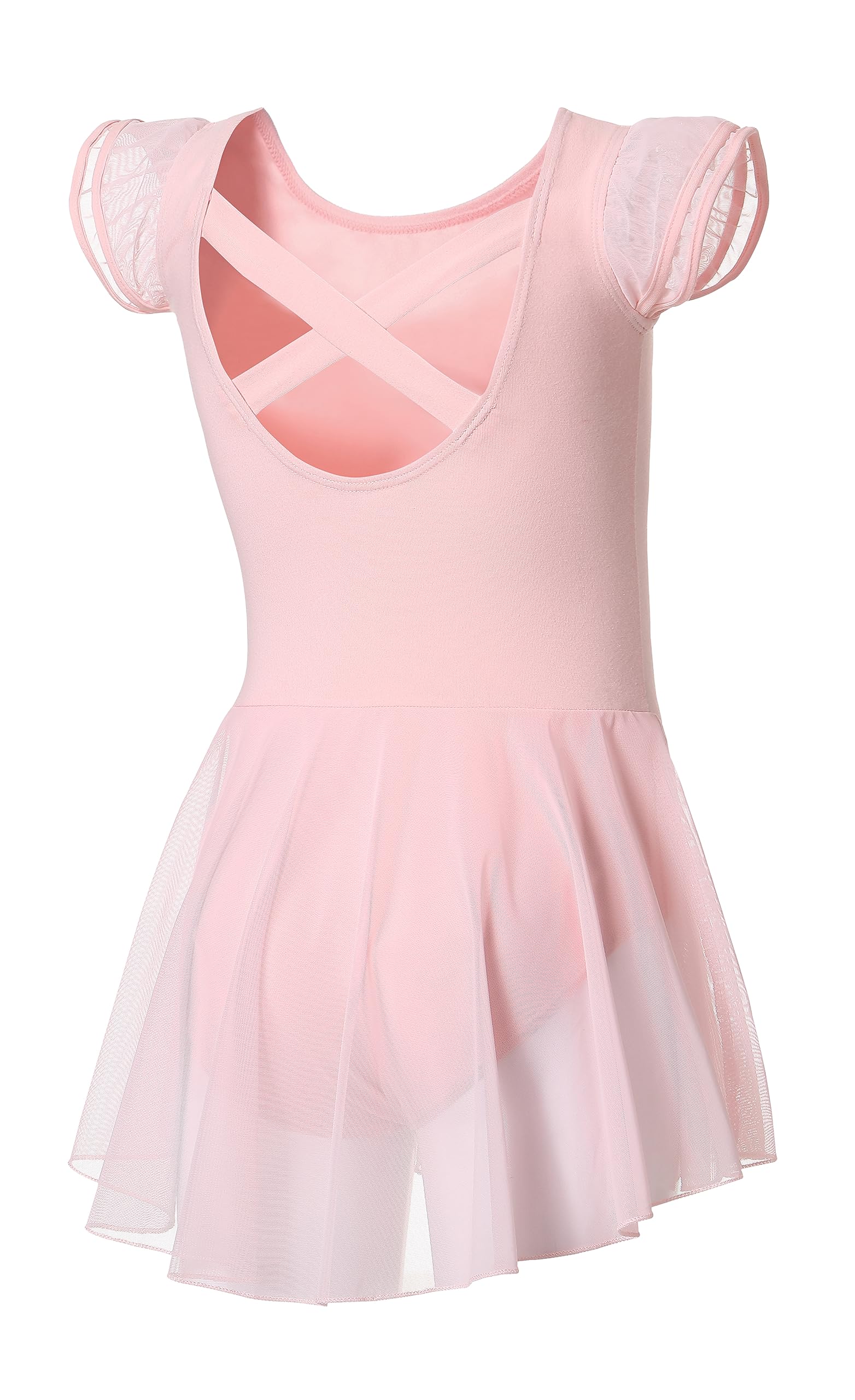 DIPUG Girls Ballet Leotard with Skirt - Toddler Dance Leotard with Flutter Sleeves & Criss-Cross Back - Perfect for Ballet Class, Recital & Dance Performance