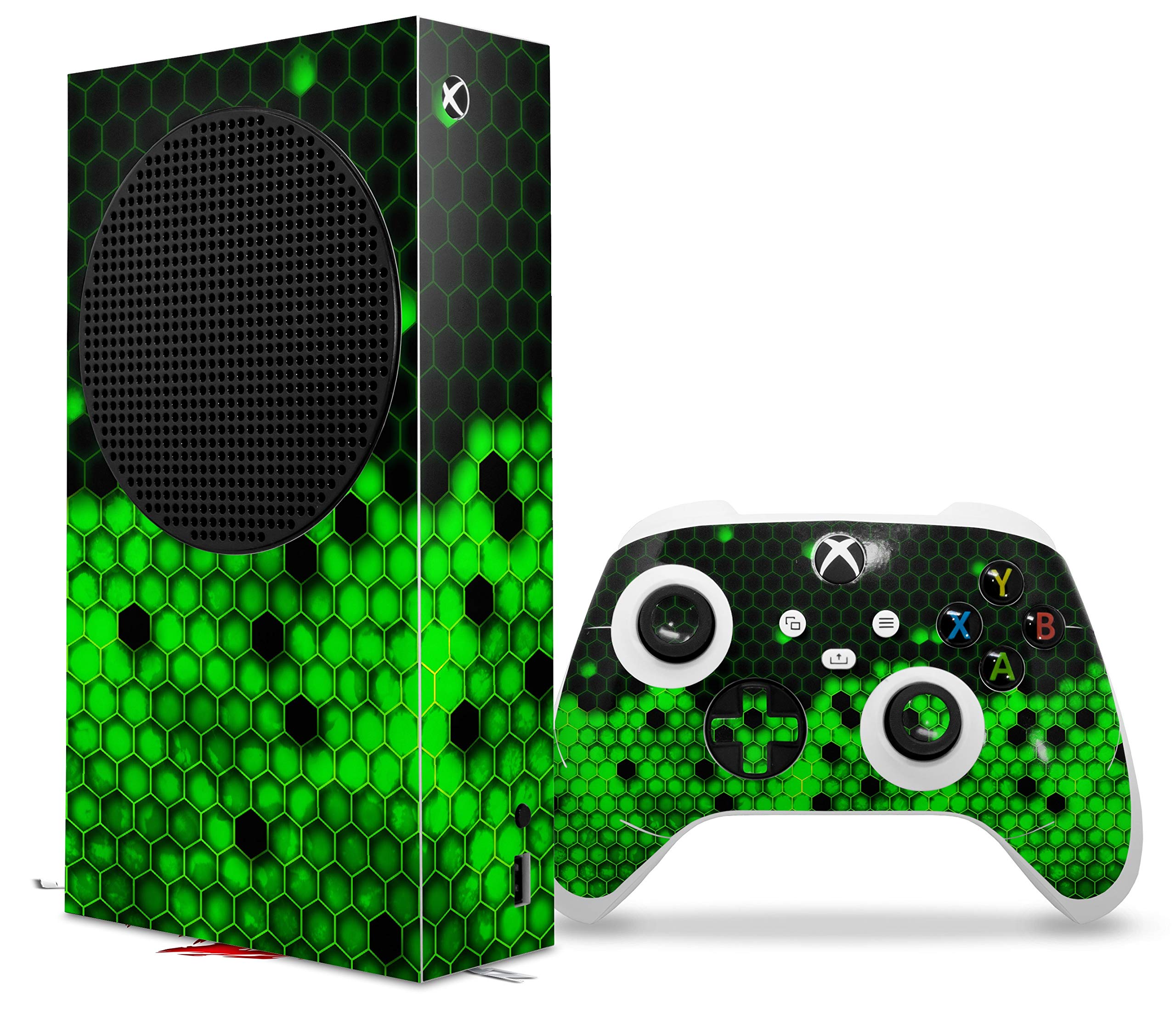 XBOX Series S Console & Controller Vinyl Wrap Skin Decal - HEX Green | Compatible with XBOX Series S (Console Not Included) | Perfect for Gaming Setup, Customization & Protection