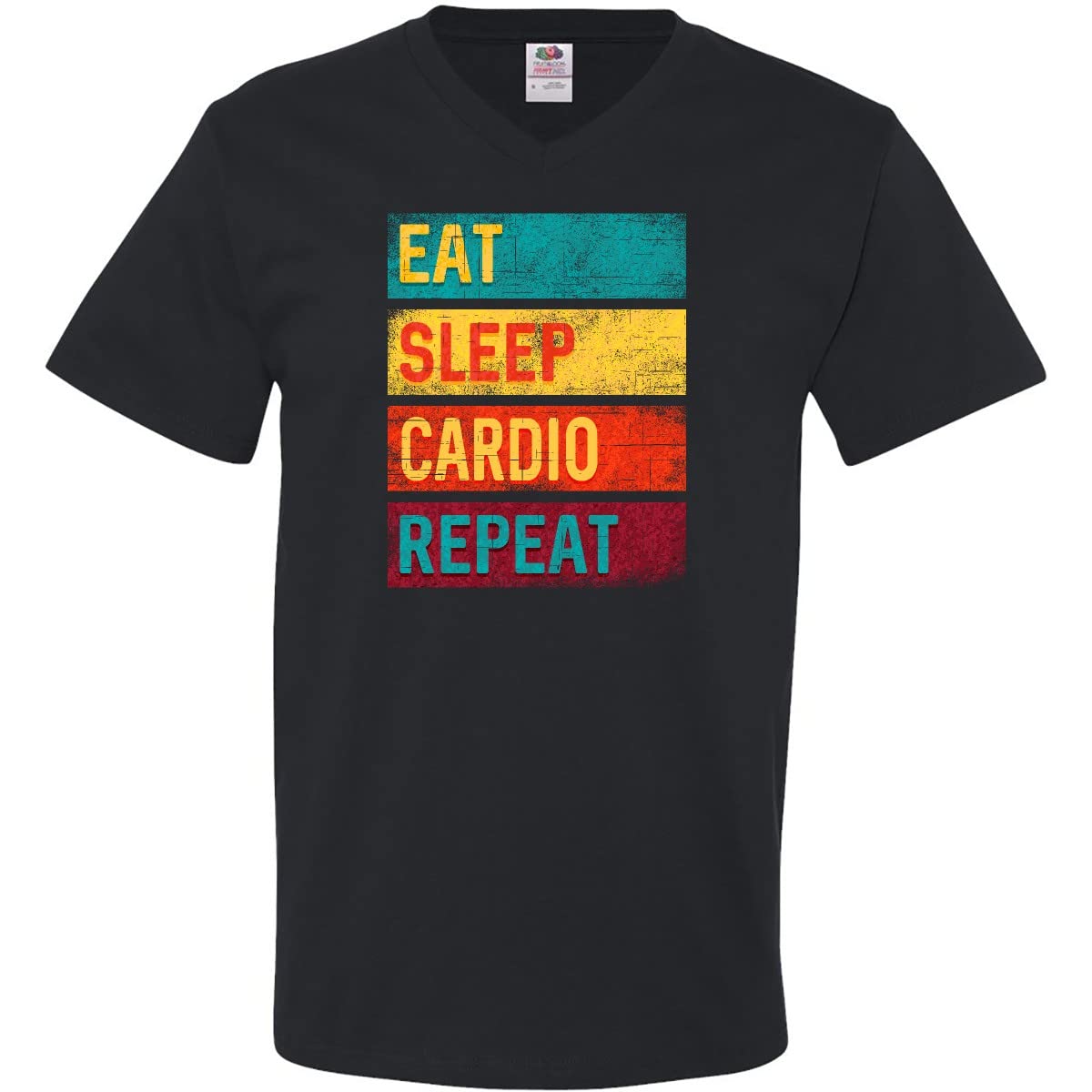 Fitness Eat Sleep Cardio Repeat Men's V-Neck T-Shirt - Gym Workout & Running Apparel for Active Lifestyle