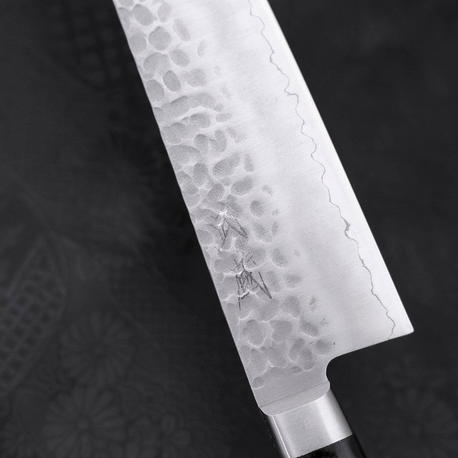 Premium Santoku Knife 180mm - AUS 10 Stainless Steel with Hammered Tsuchime Finish & Ergonomic Black Handle - Perfect for Slicing, Dicing, and Chopping Vegetables, Meat, and Fish