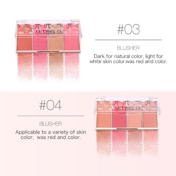 O TWO O Contour Highlighter & Blush Palette - 4 Color Face Shading & Grooming Powder Makeup Kit (24g, Long-Lasting) for Cheekbones & Contouring - Perfect for Everyday Makeup & Special Occasions