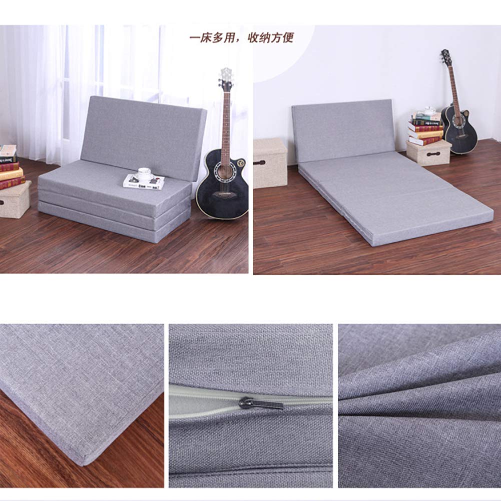 Tri-Fold Foam Folding Mattress - 3 Inch Thick Portable Sofa Bed Guest Bed with Non-Slip Bottom, Breathable Tatami Floor Mat for Camping, Travel & Home Use (Grey, 35