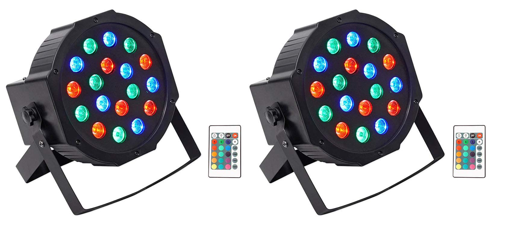 Rockville PAR 50 Rechargeable LED DMX DJ Lights - 2 Pack with Remote Control for Club, Stage, and Event Lighting