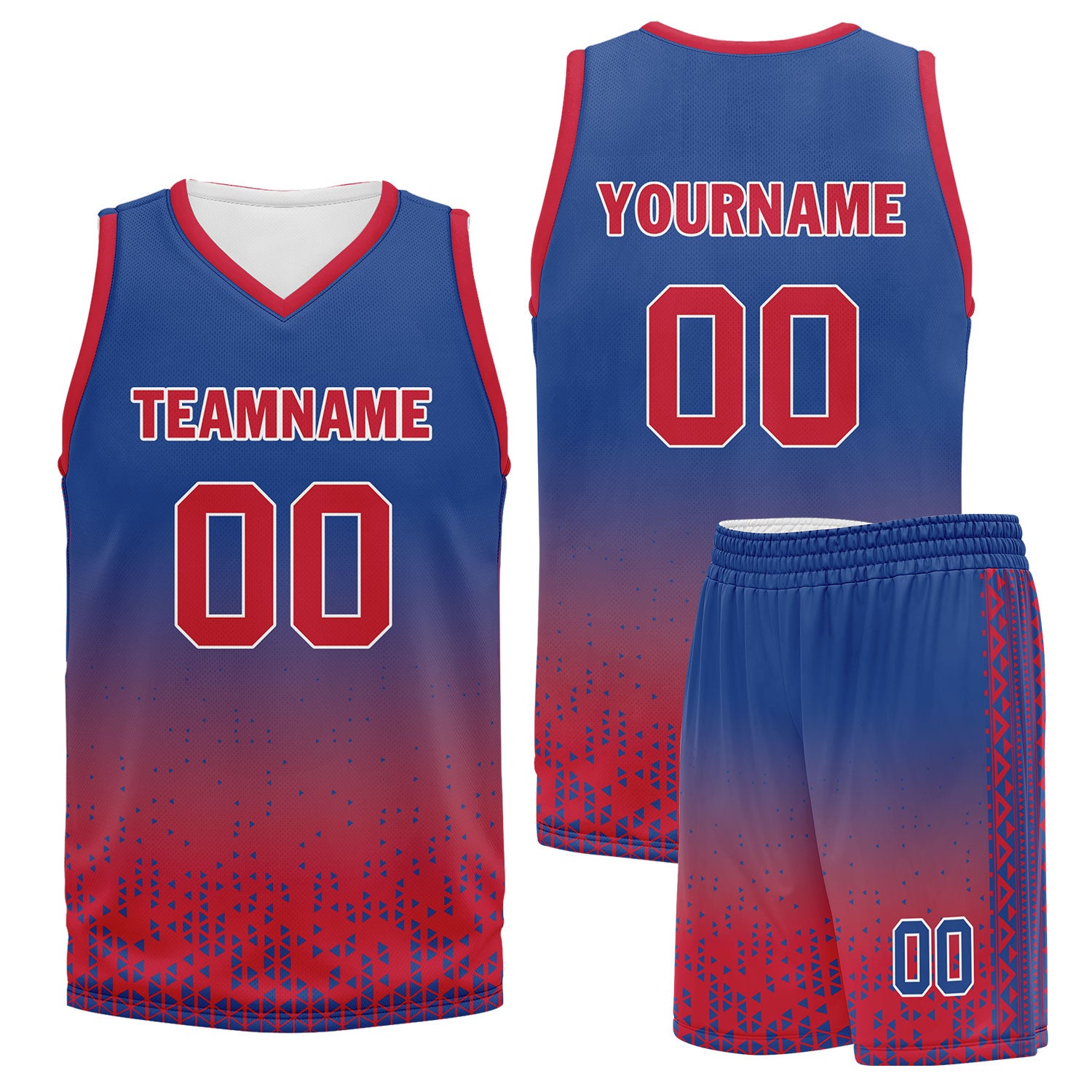 Custom Blue Red Fade Basketball Jersey - Breathable Sports Uniform for Men & Women - BBJ01 D020102 - Perfect for Games, Practice, and Team Events