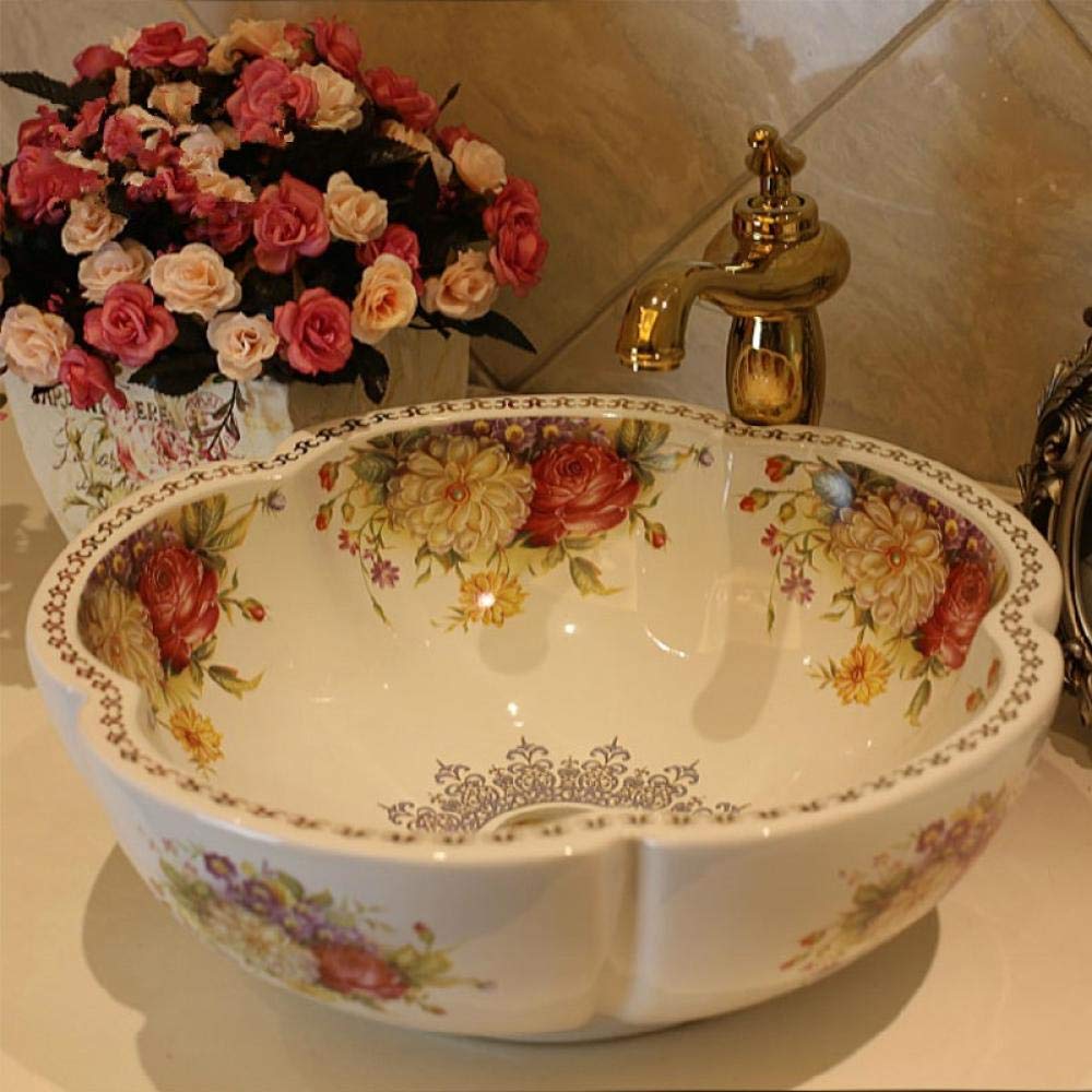 ROLTIN Handmade Ceramic Countertop Basin Sink - Artisan Above Counter Wash Basin for Modern Bathroom & Powder Room | Perfect for Vanity, Guest Bath, and Luxury Home Decor