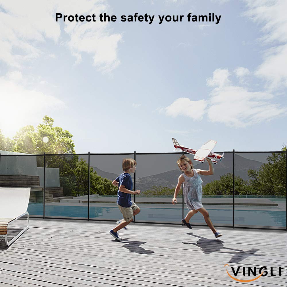 VINGLI 4Ft x 60Ft Black Safety Fence for In-Ground Swimming Pools - Heavy Duty Mesh Barrier for Child & Pet Protection - Perfect for Backyard, Garden, and Residential Pool Areas