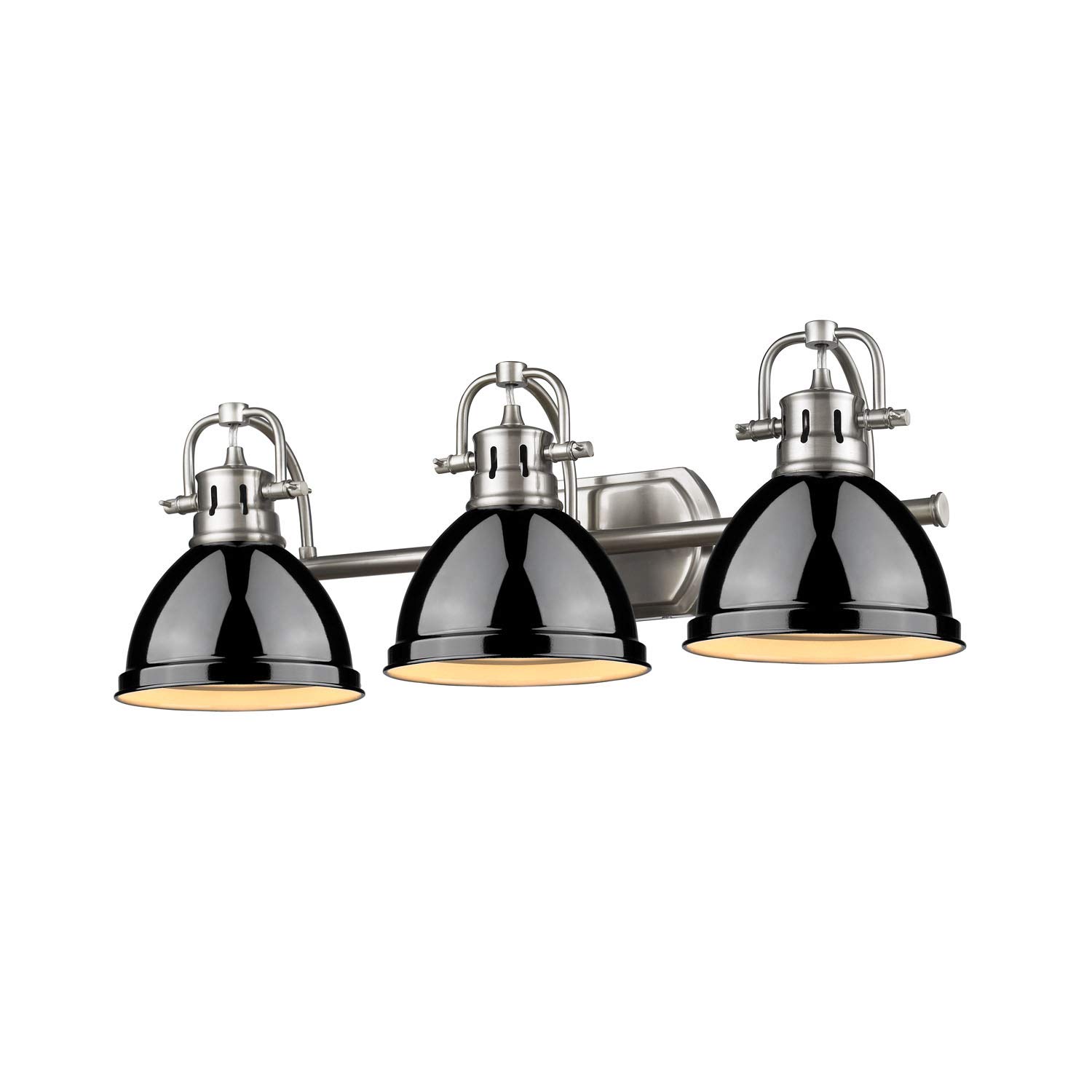 Golden Lighting 3602-BA3 PW-BK Traditional Pewter Bathroom Vanity Light Fixture - Over Mirror Lighting for Bathroom Vanity, Powder Room & Dressing Area - Elegant & Durable Design
