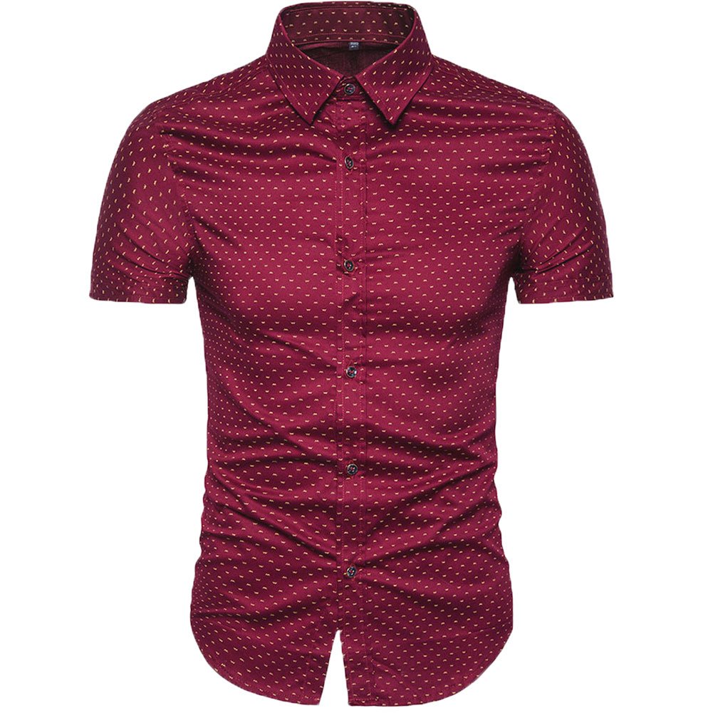MUSE FATH Men's Printed Short Sleeve Dress Shirt - 100% Cotton Casual Button Down Shirt for Office, Party & Summer Wear - Regular Fit Comfortable Business & Formal Attire
