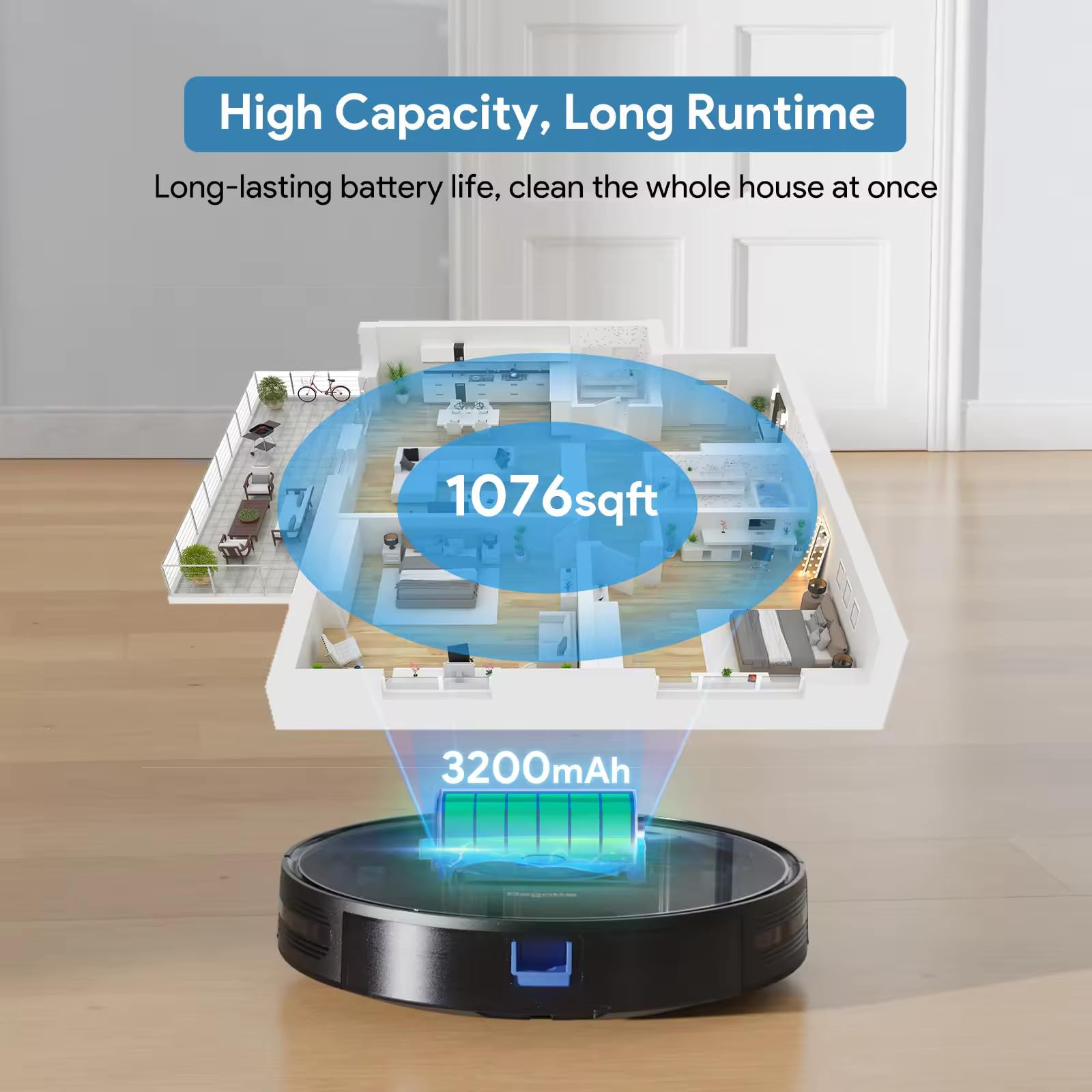 BG800 Robot Vacuum Cleaner 3000Pa Strong Suction - Smart APP/Voice/Remote Control, Auto Self-Charging, Scheduled Cleaning - Perfect for Pet Hair, Hardwood Floors & Low-Pile Carpets (Black) | Ideal for Homes with Pets, Daily Floor Maintenance & Smart Home Integration