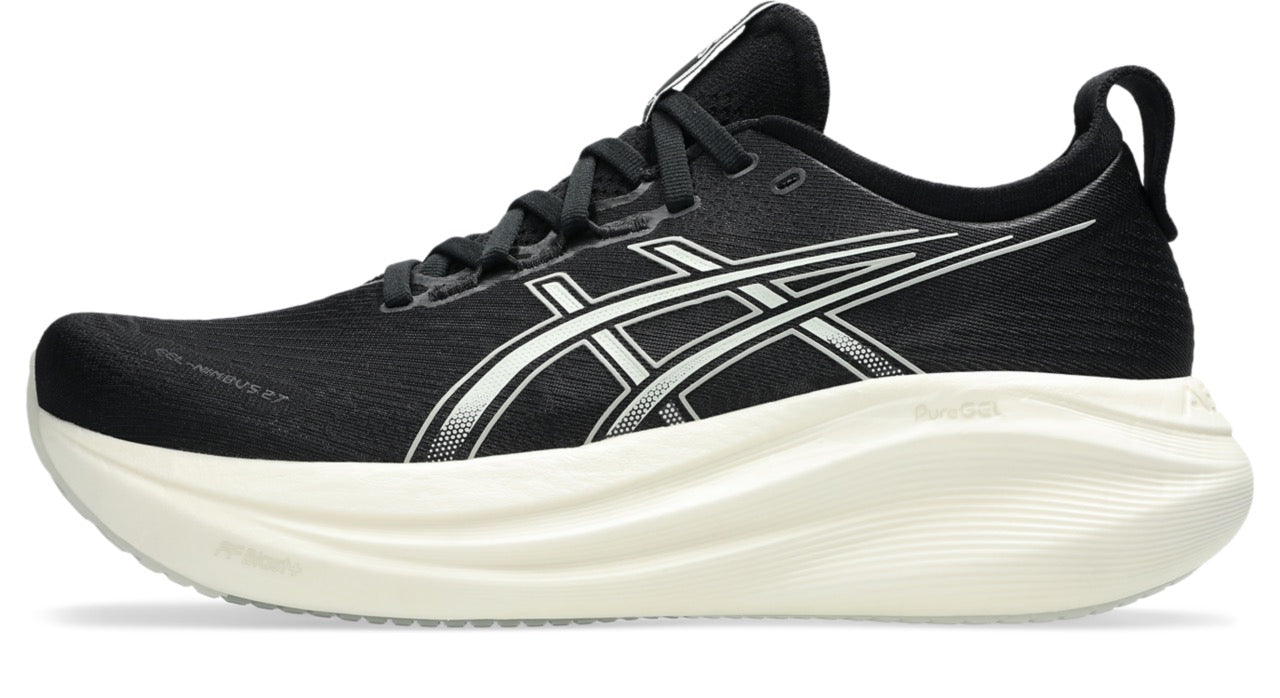 ASICS Men's Gel-Nimbus 27 WIDE Running Shoes - Black/Lake Grey - Cushioned Support for Long-Distance Running & Marathon Training