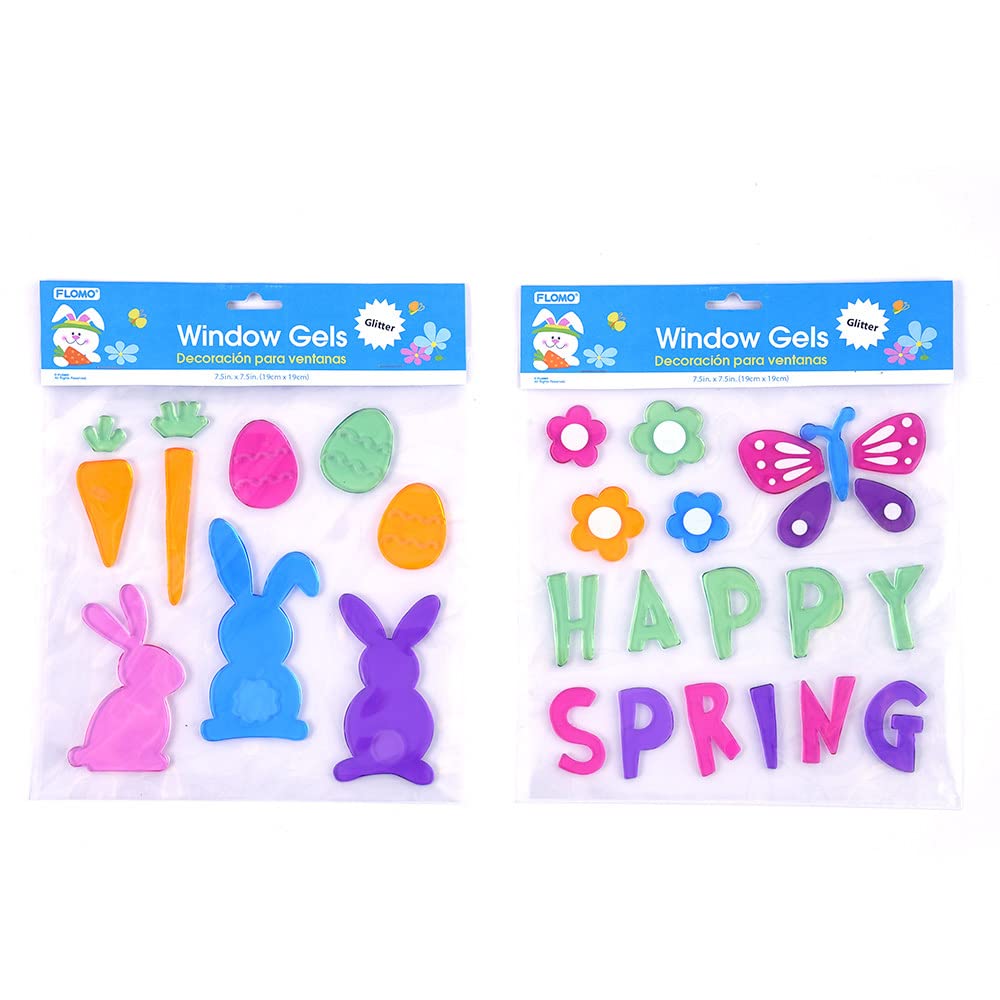 DDI 2330274 Easter & Spring Removable Window Clings with Glitter - Pack of 48 Decorative Stickers for Home, Office & Classroom Decor