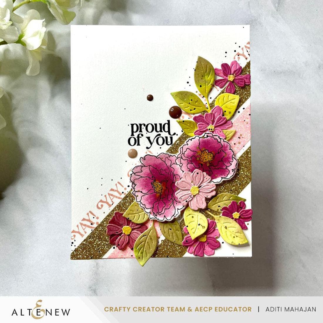 Mini Delight Floral Congratulations Stamp & Die Set for Card Making, Scrapbooking, DIY Crafts - Perfect for Weddings, Birthdays & Special Occasions