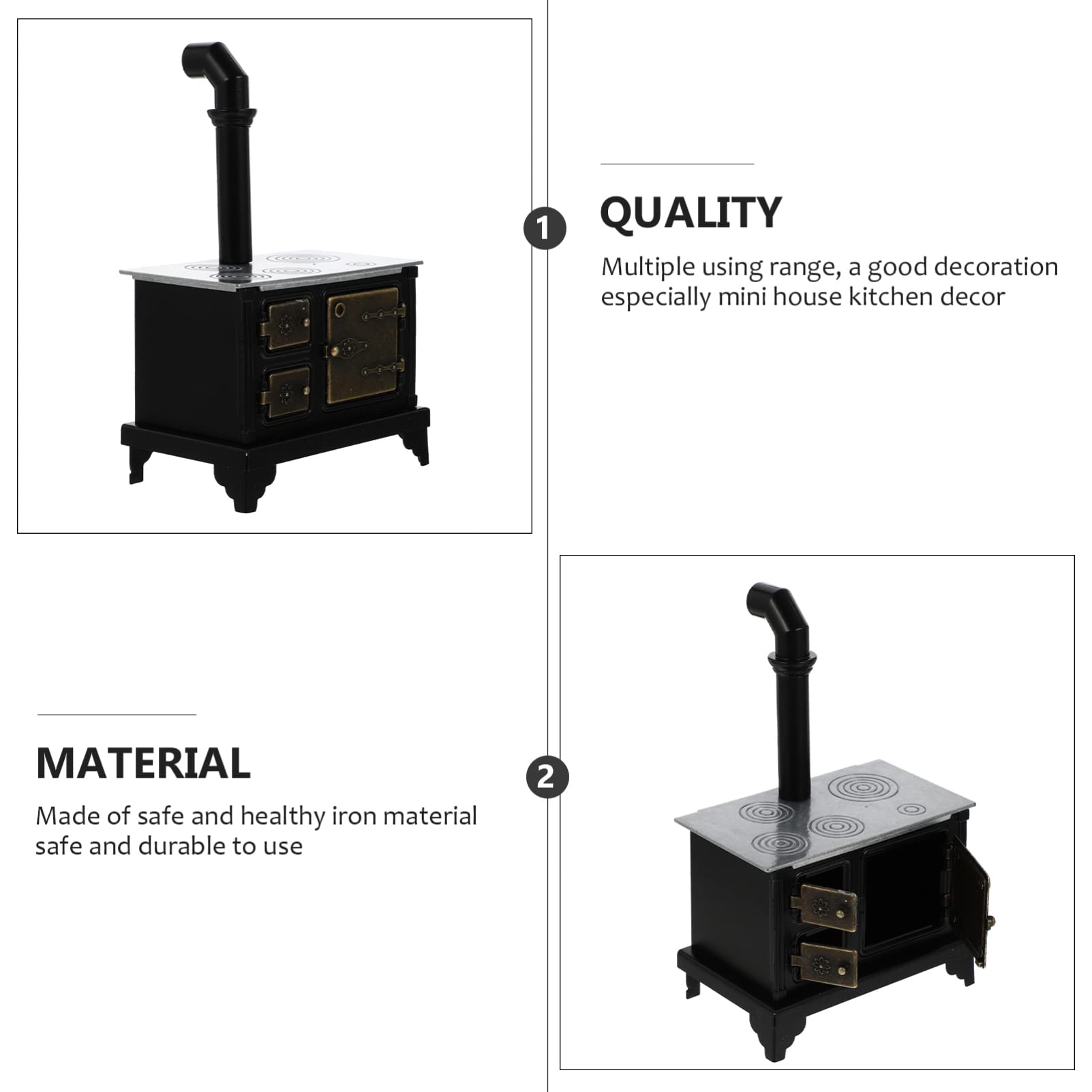 Miniature Dollhouse Kitchen Accessories - Cast Iron Long Chimney Old Range Cooker Stove Model - 15.5x10cm Mini Furniture for Dollhouse DIY & Collectibles - Perfect for Dollhouse Decor, Miniature Displays, and Model Train Scenes