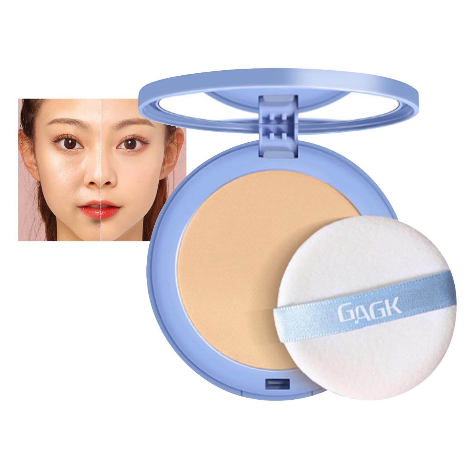 Gagk Matte Perfection Pressed Powder - Waterproof & Oil Control Setting Powder for Soft Focus Finish (#02 Natural Beige, 10g) | Lightweight Face Powder for Summer Makeup, Long-Lasting Matte Look | Perfect for Daily Wear, Outdoor Activities & Photography