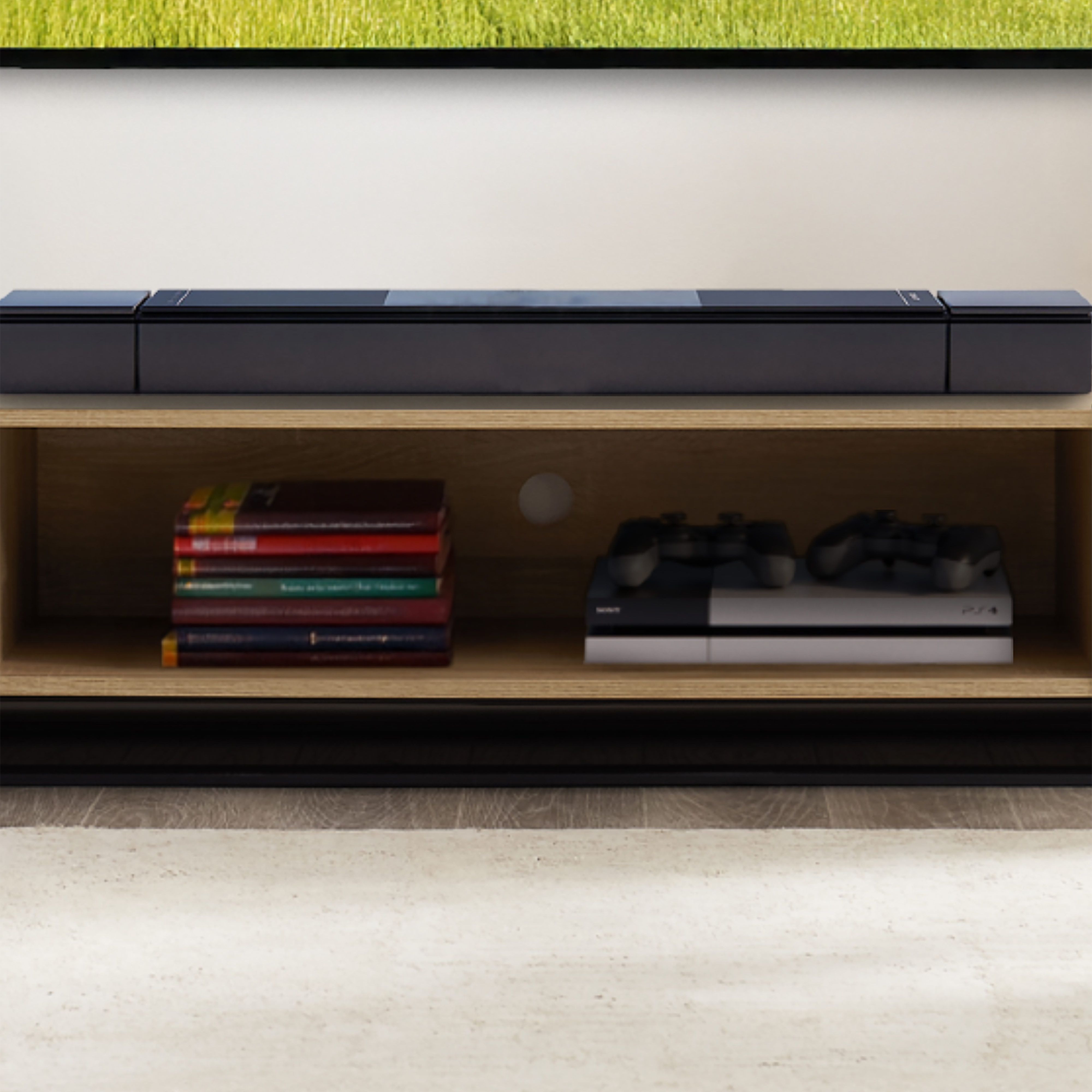 Modern Capri TV Stand 2000mm - Low Profile Entertainment Center with Oak & Black Finish by Criterion - Perfect for Living Room, Home Theater & Media Storage