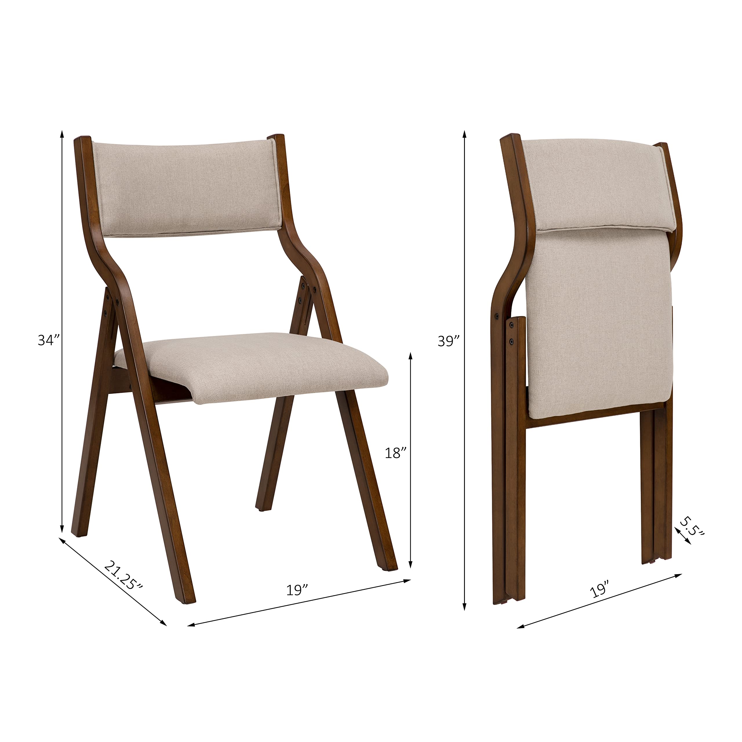 Modern Folding Chairs Set of 2 - Ball & Cast Taupe Dining Chairs with 18