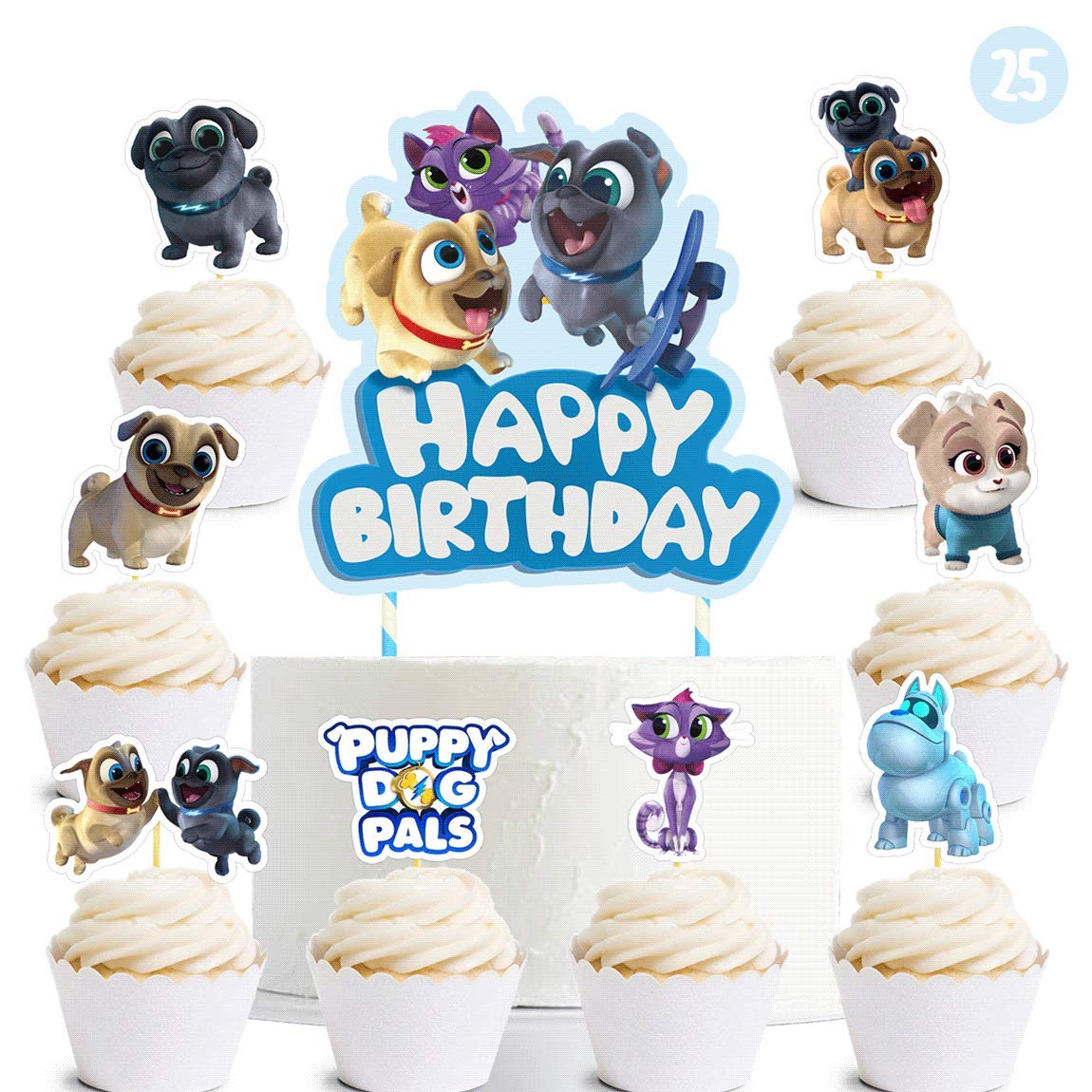 25 Adorable Puppy Dog Cake Toppers for Cupcakes | Cute Birthday Party Decorations | Dog-Themed Celebration Supplies for Birthdays, Baby Showers & Pet Parties