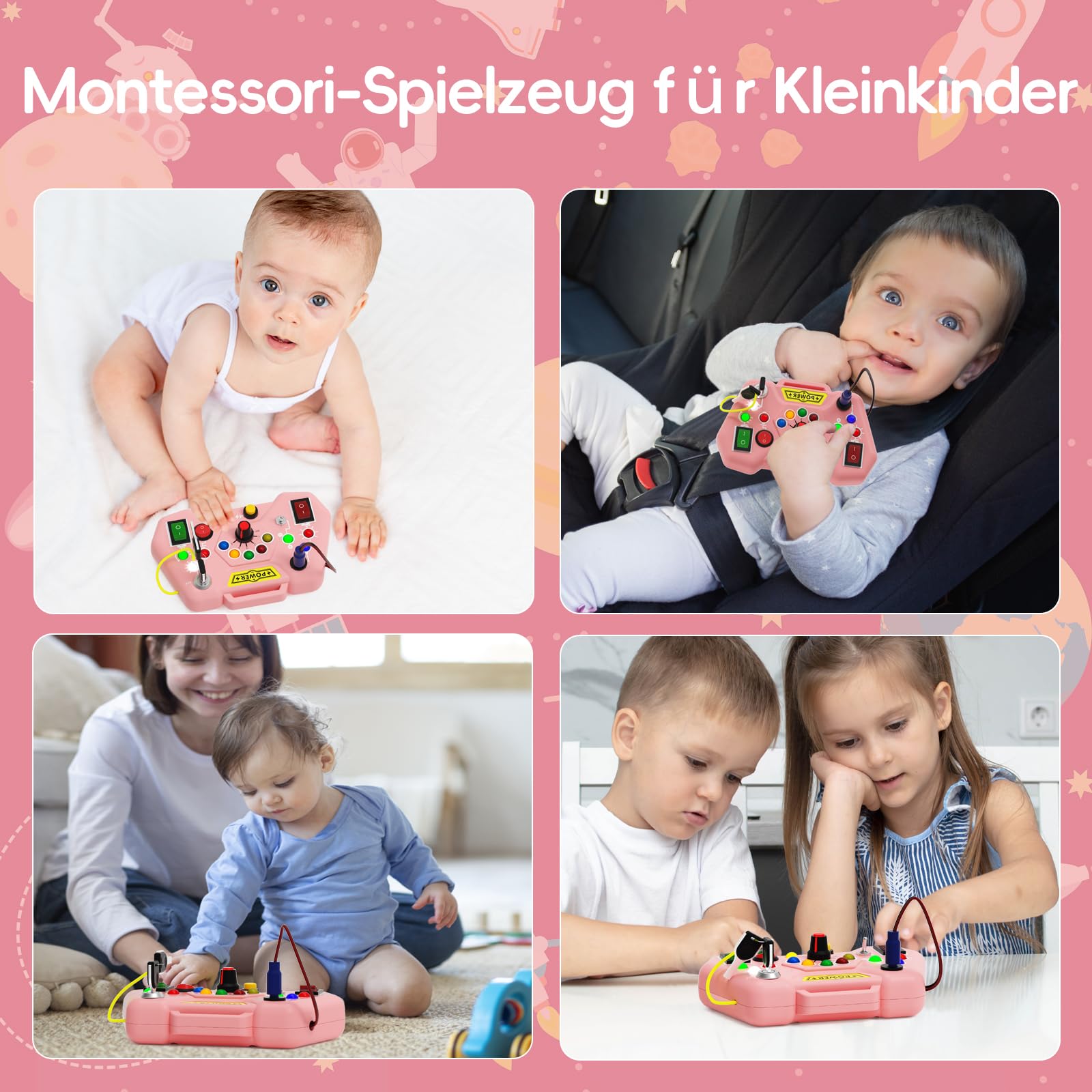 **Yitical Montessori Toy for 1-4 Year Olds - LED Busy Board for Babies & Toddlers, Sensory Learning Toy to Develop Motor Skills, Perfect Gift for Boys & Girls (Ideal for Home, Travel & Preschool Play)**