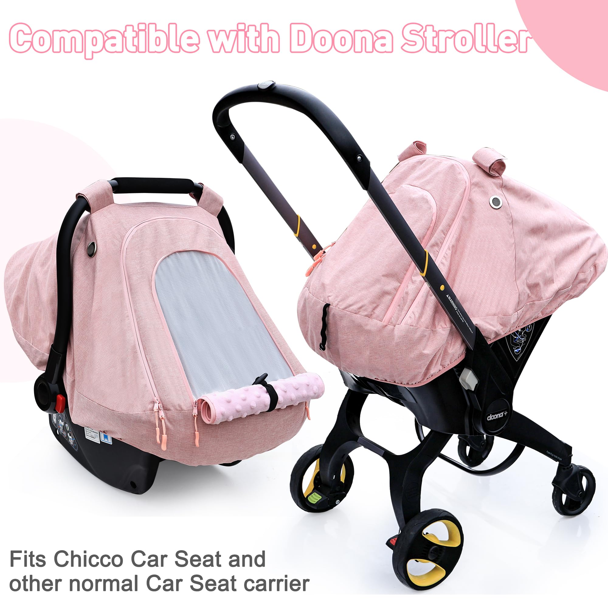 Waterproof & Windproof Baby Car Seat Cover for Girls & Boys - Soft Pink Infant Car Seat Canopy to Keep Baby Warm & Cozy - Perfect for Strollers, Car Seats & Outdoor Protection