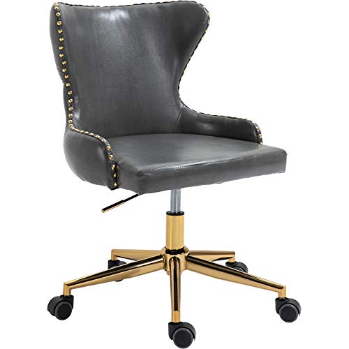 Scranton & Co Adjustable Swivel Office Chair - Ergonomic Gray Faux Leather Desk Chair for Home & Office Workspace