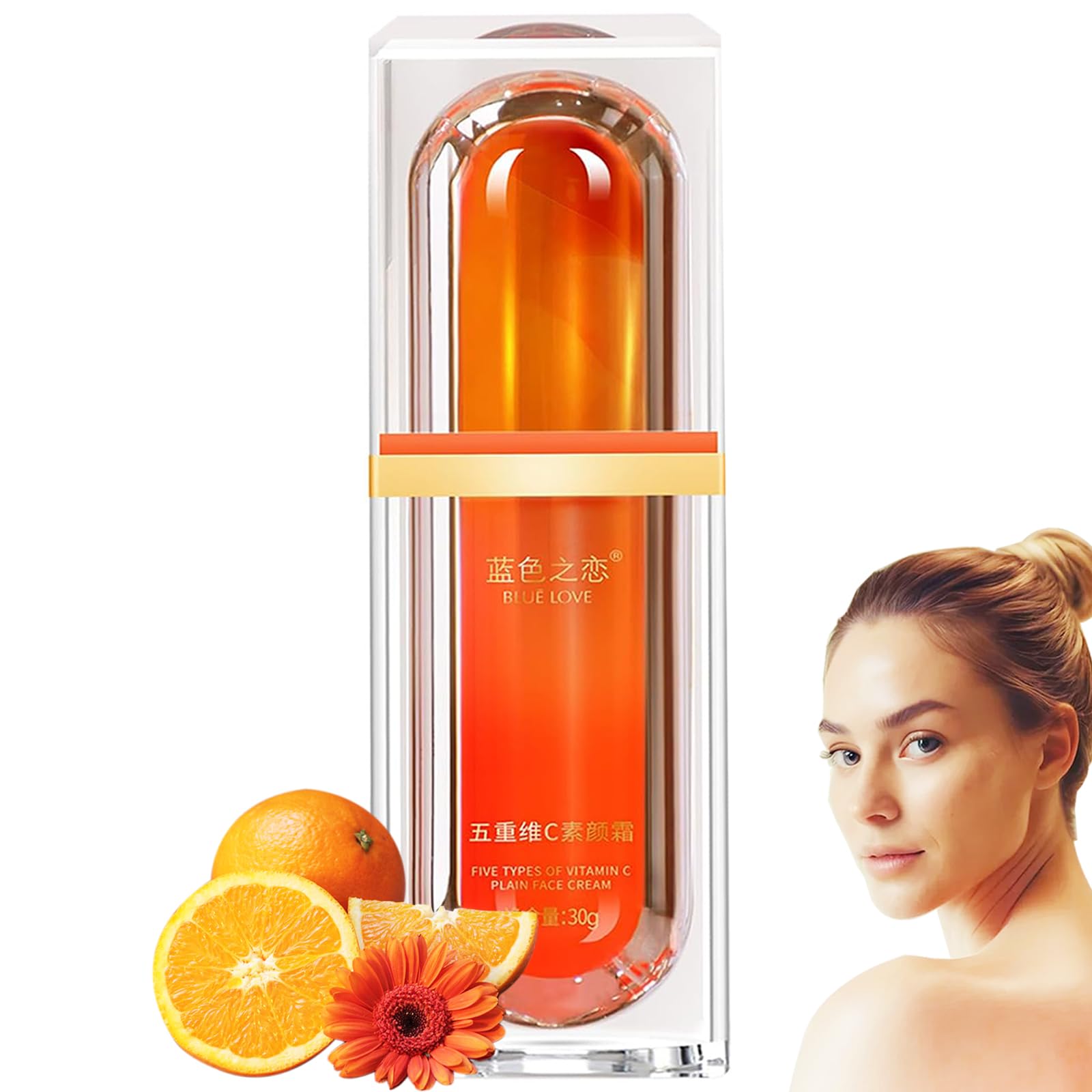 BLUE LOVE Vitamin C Brightening Tone Up Cream - Quick Makeup Base & Daily Moisturizer for Radiant Skin - Natural Skincare for All Skin Types - 5.5oz - Perfect for Morning Routine & Pre-Makeup Hydration