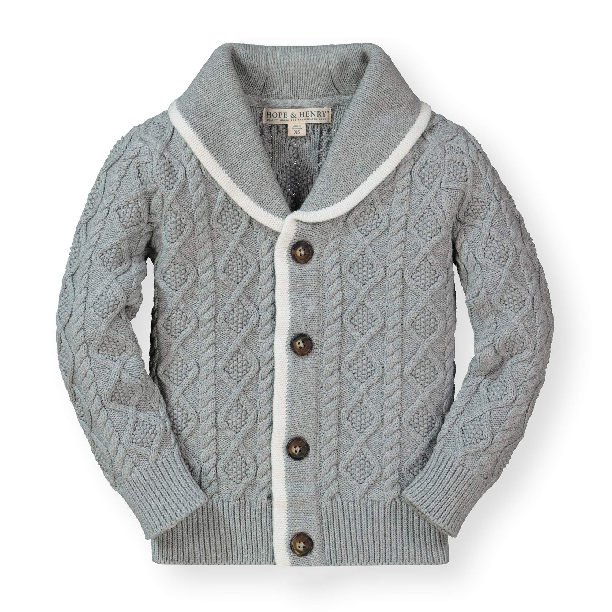 Hope & Henry Boys' Shawl Collar Sweater Cardigan - Soft Knit Pullover for Kids - Perfect for School, Holidays & Family Photos