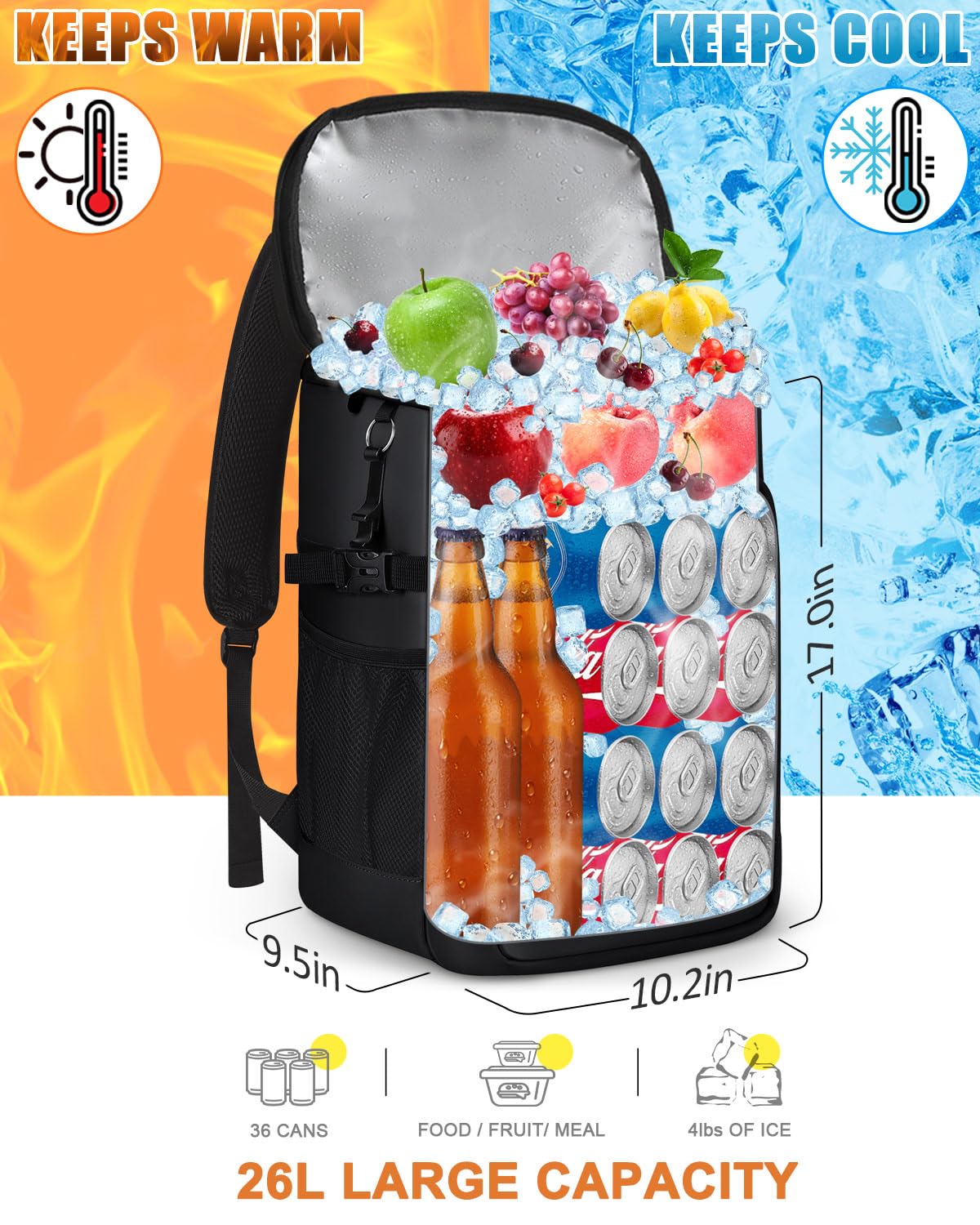 Capolo 36/45 Can Insulated Cooler Backpack - Leakproof Waterproof Soft Cooler Bag for Men & Women - Perfect for Picnics, Beach Trips, Camping & Outdoor Adventures