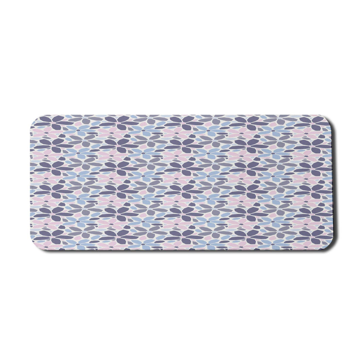Ambesonne Floral Computer Mouse Pad - Geometric Blossom Design with Pastel Polygonal Petals, Non-Slip Rubber Base, Extra Large 35