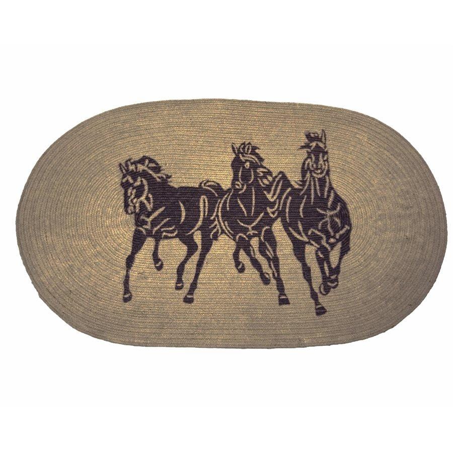 3 Horse Jute Rug - Natural Fiber Area Rug for Living Room, Bedroom, or Nursery - Eco-Friendly Home Decor
