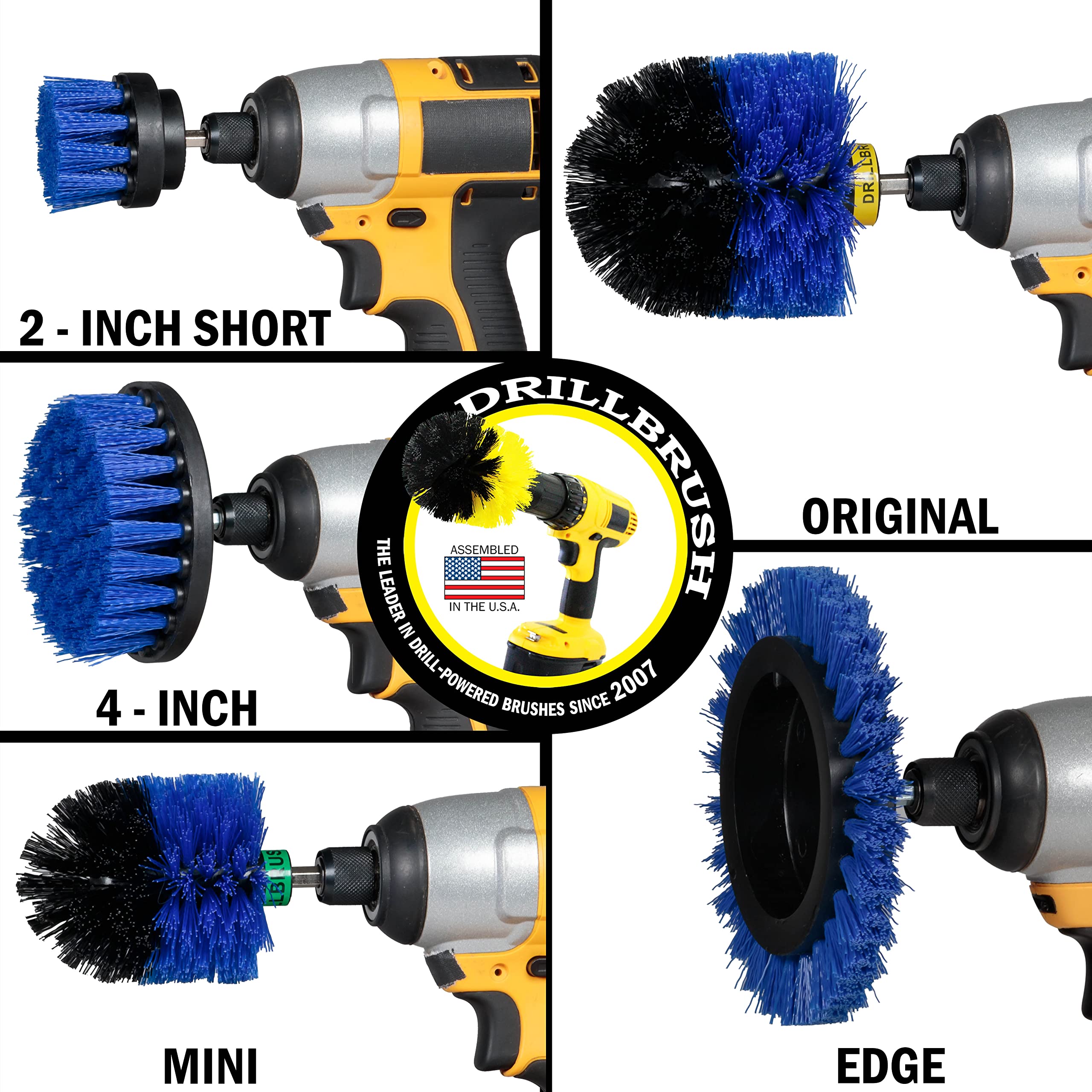 5-Piece Drillbrush Kit for Pool & Boat Cleaning - Hull Cleaner Accessories for Marine Vessels