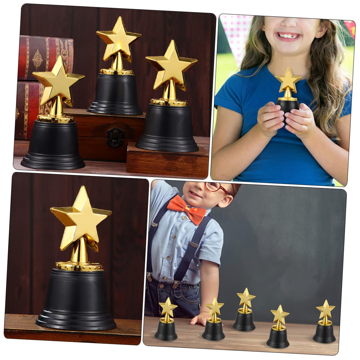 KICHOUSE 5-Piece Mini Trophy Set - Sports Awards, Kids Toys & Adult Collectibles - ABS Plastic Decor for Party Favors, Game Room, Office Desk & School Rewards