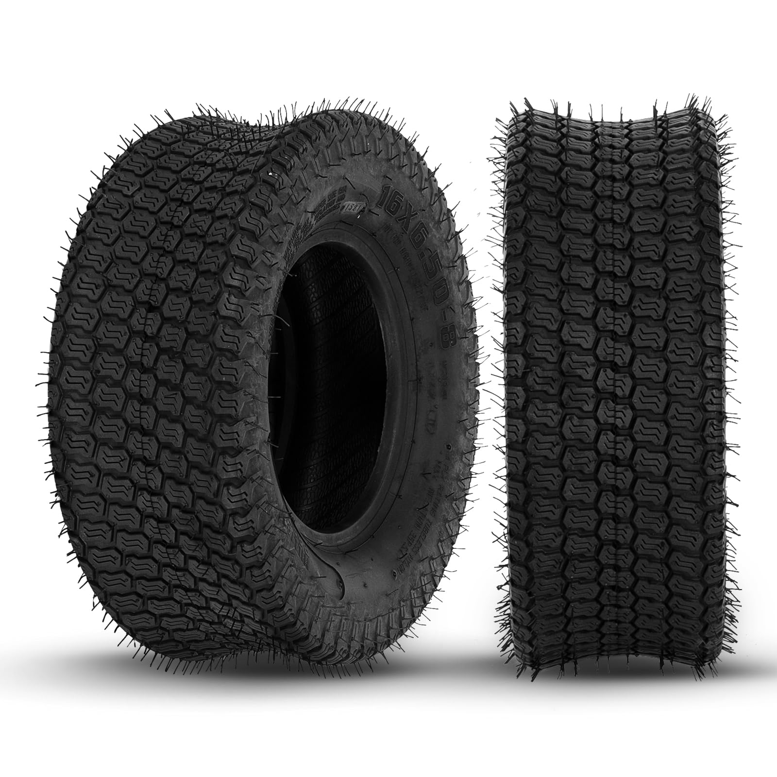 16x6.50-8 Tubeless Turf Tires - 2 Pack for Lawn Mowers, Garden Tractors & Golf Carts - All-Terrain Performance for Smooth Riding on Grass, Turf and Light Duty Applications