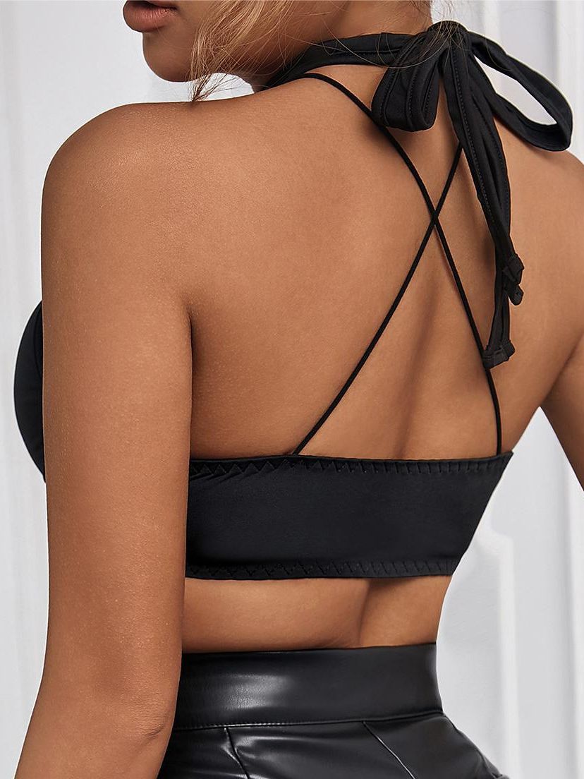 ZASUWA Women's Sexy Halter Hollow Out Backless Sports Bra - Comfortable Workout Top for Yoga, Gym & Running